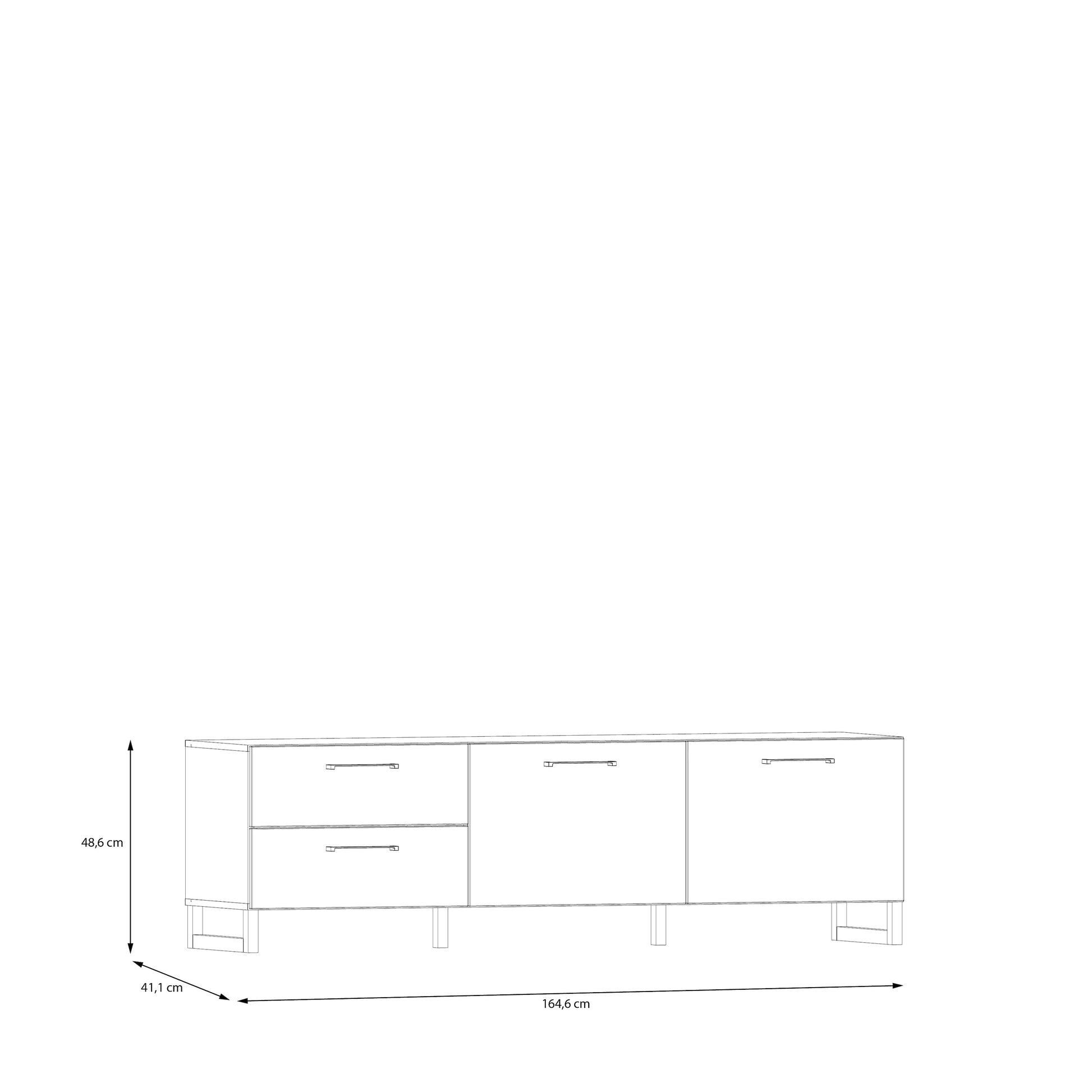 Sali 2 Door 2 Drawer TV Unit in Light Grey