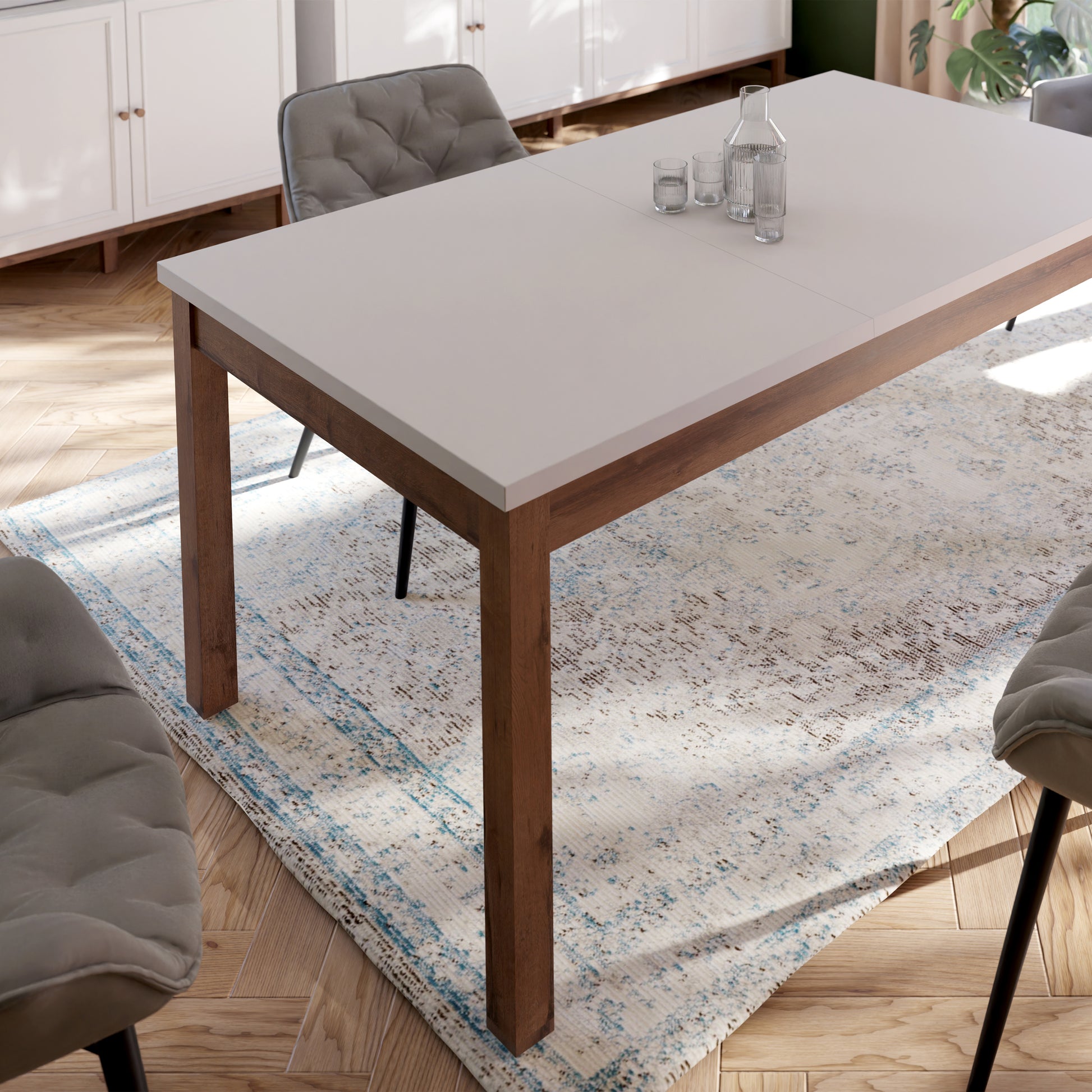 Wensley Dining Table in Light Grey and Oak 160.4x90cm