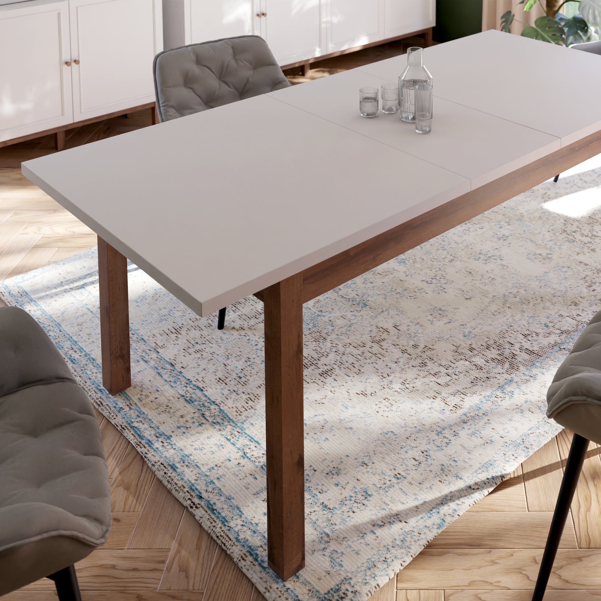 Wensley Dining Table in Light Grey and Oak 160.4x90cm