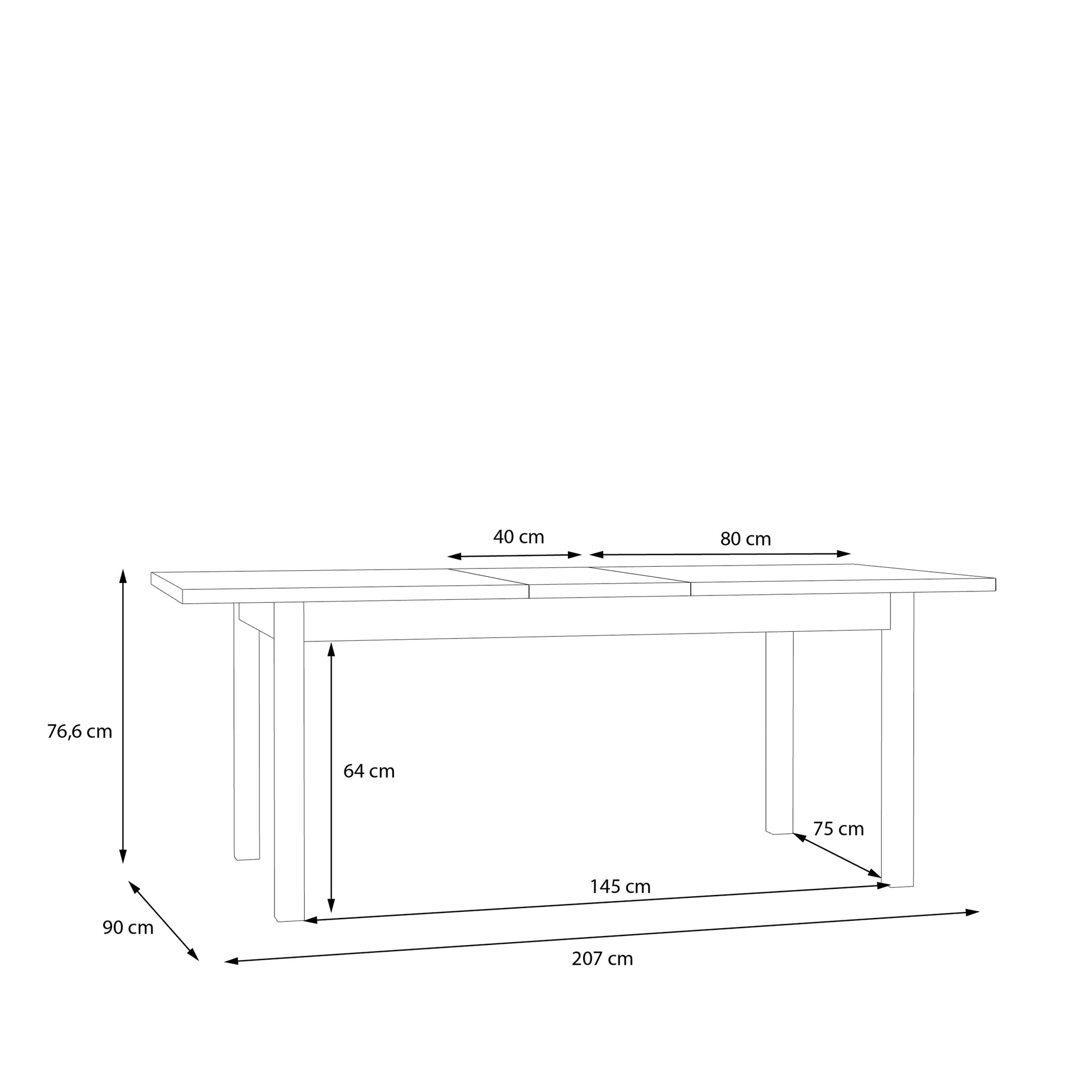 Wensley Dining Table in Light Grey and Oak 160.4x90cm