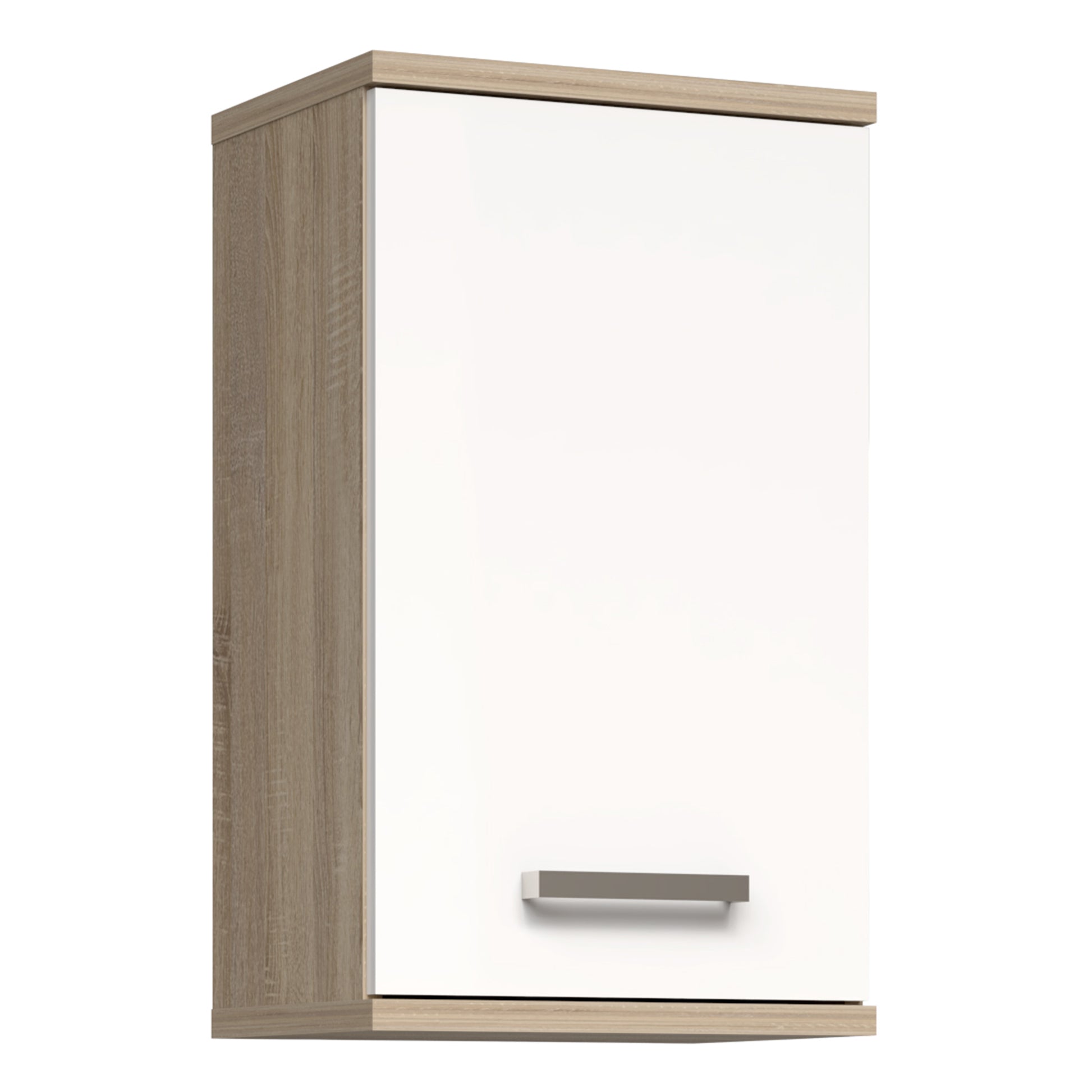Veris Small Hanging Cupboard with 1 Door in Sonoma Oak and White High Gloss