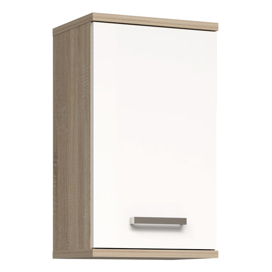 Veris Small Hanging Cupboard with 1 Door in Sonoma Oak and White High Gloss
