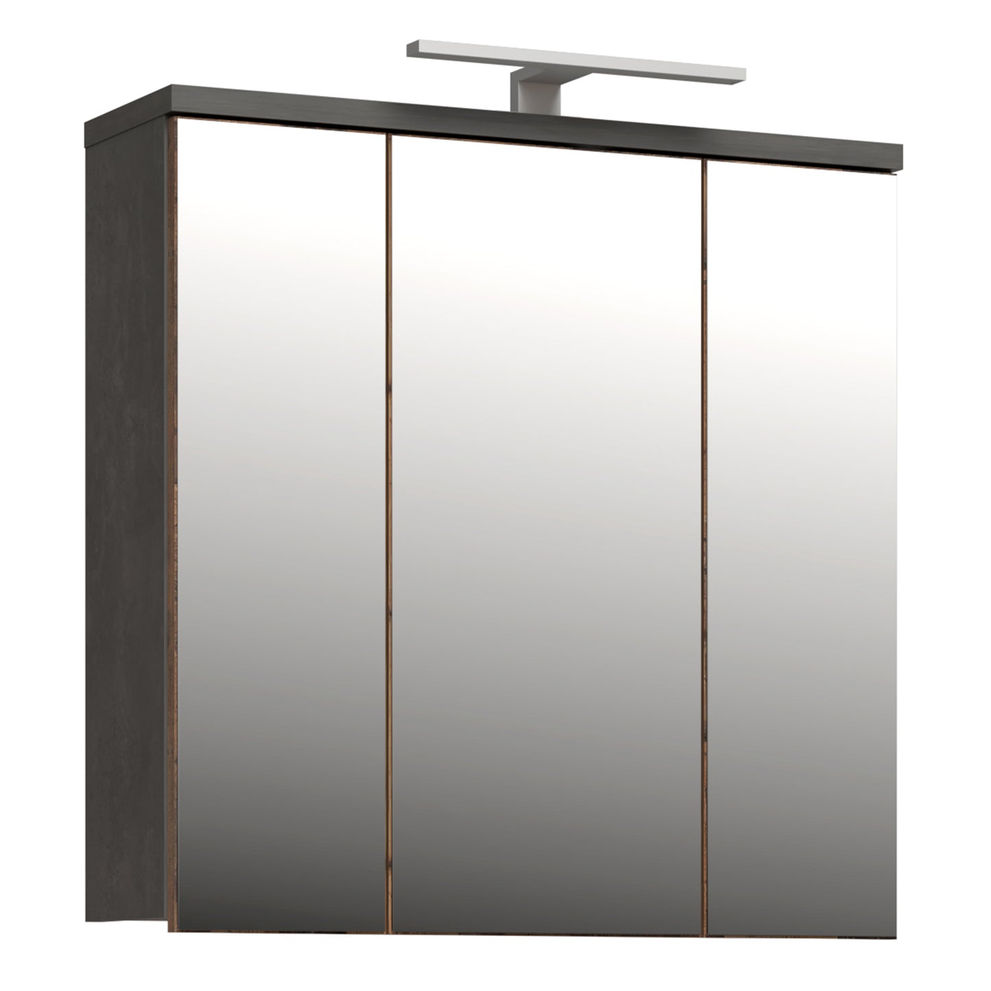 Veris 3 Door Mirrored Bathroom Cabinet with Integrated LED Lighting � Walnut & Dark Grey