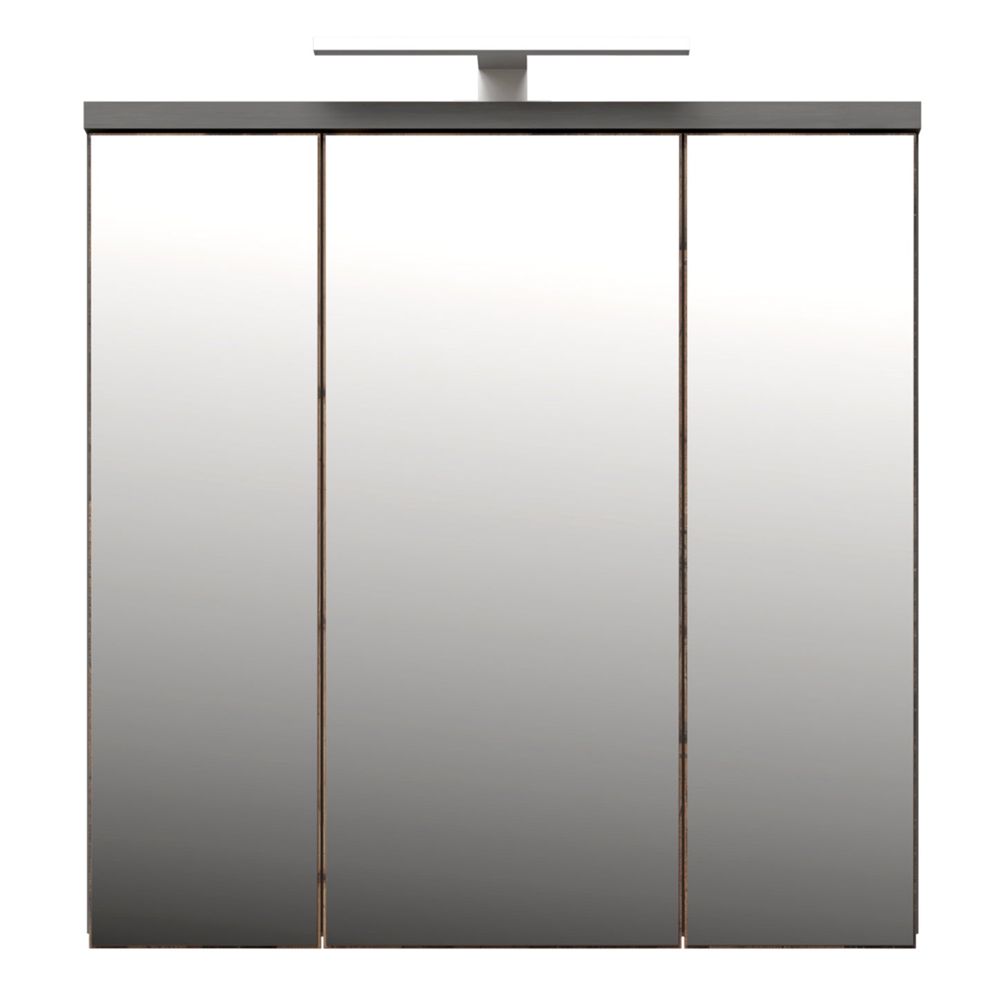 Veris 3 Door Mirrored Bathroom Cabinet with Integrated LED Lighting � Walnut & Dark Grey