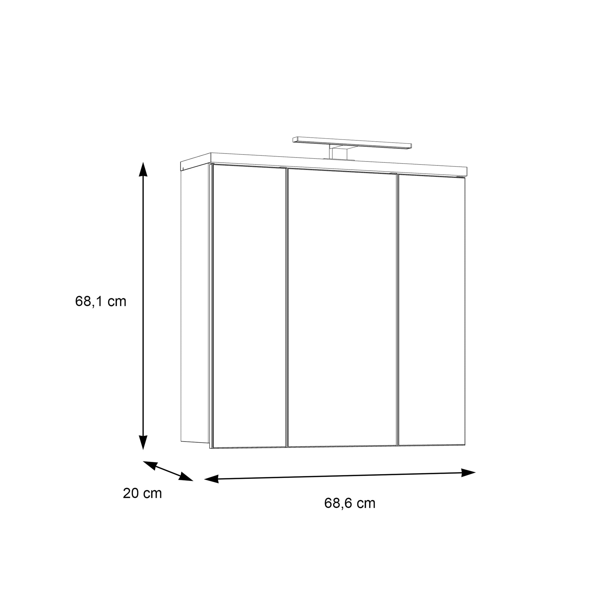 Veris 3 Door Mirrored Bathroom Cabinet with Integrated LED Lighting � Walnut & Dark Grey