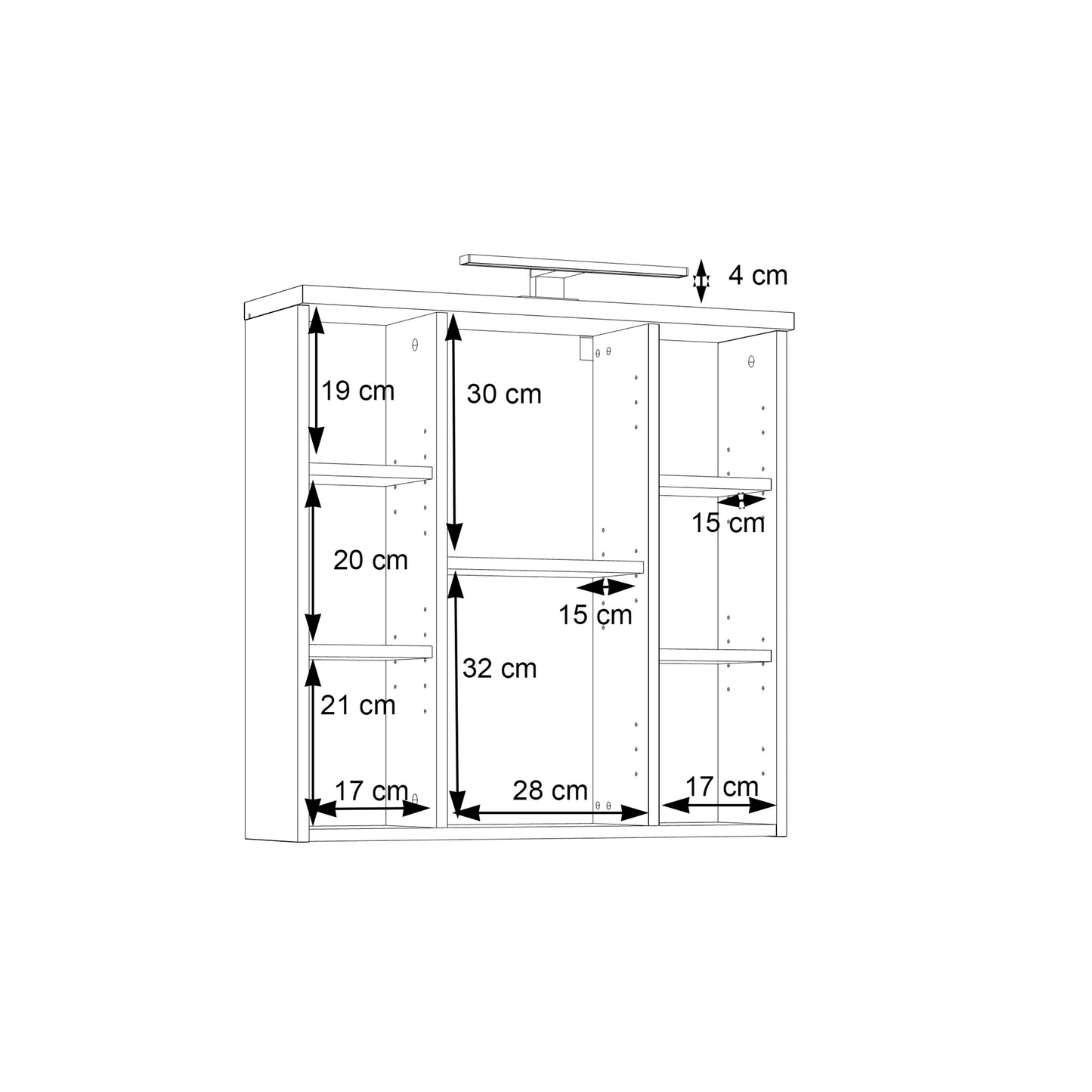 Veris 3 Door Mirrored Bathroom Cabinet with Integrated LED Lighting � Walnut & Dark Grey