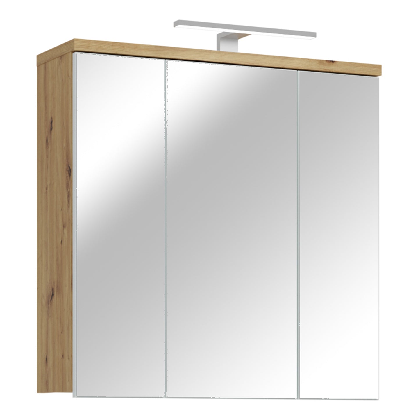 Veris 3 Door Mirrored Bathroom Cabinet with Integrated LED Lighting � Artisan Oak and Light Grey