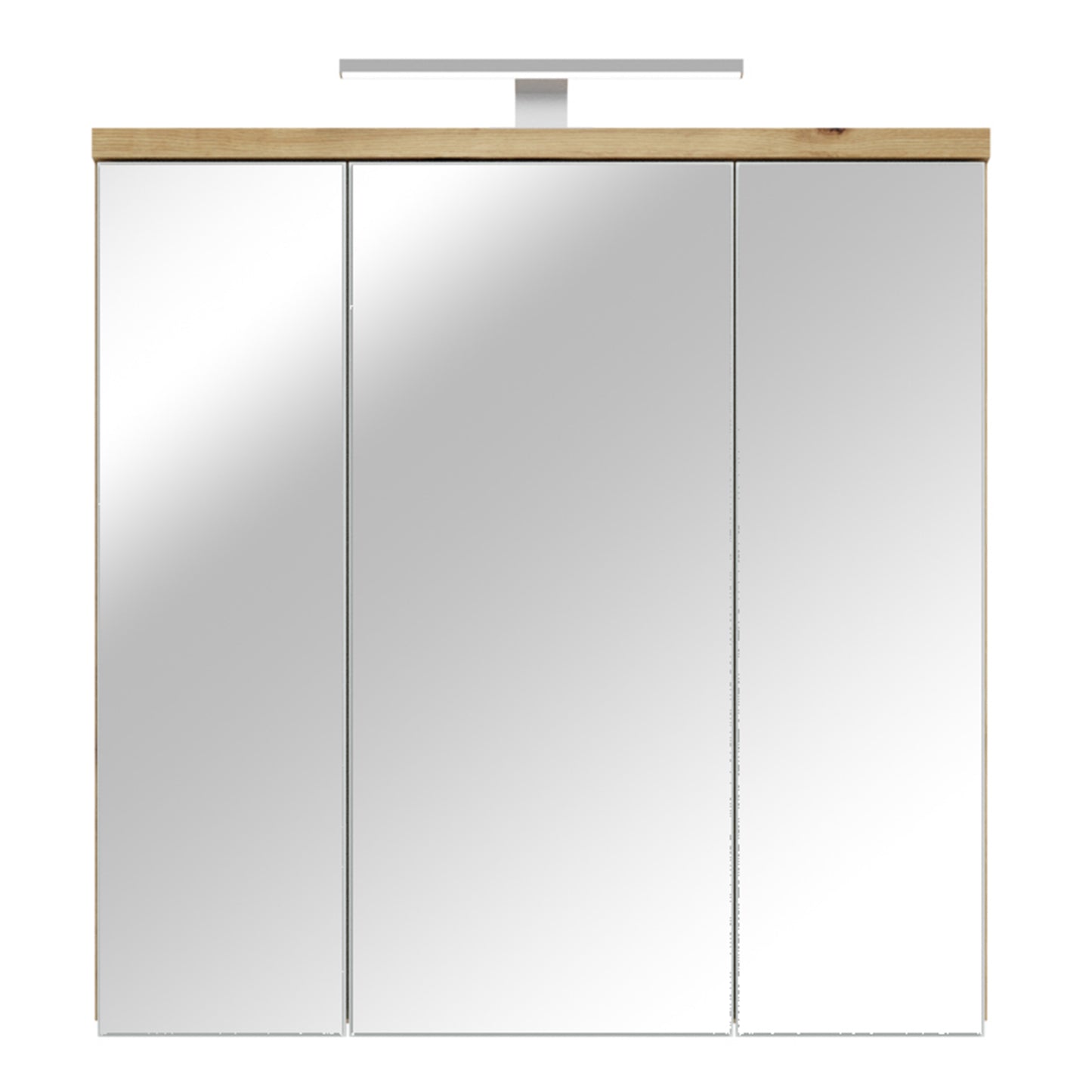 Veris 3 Door Mirrored Bathroom Cabinet with Integrated LED Lighting � Artisan Oak and Light Grey