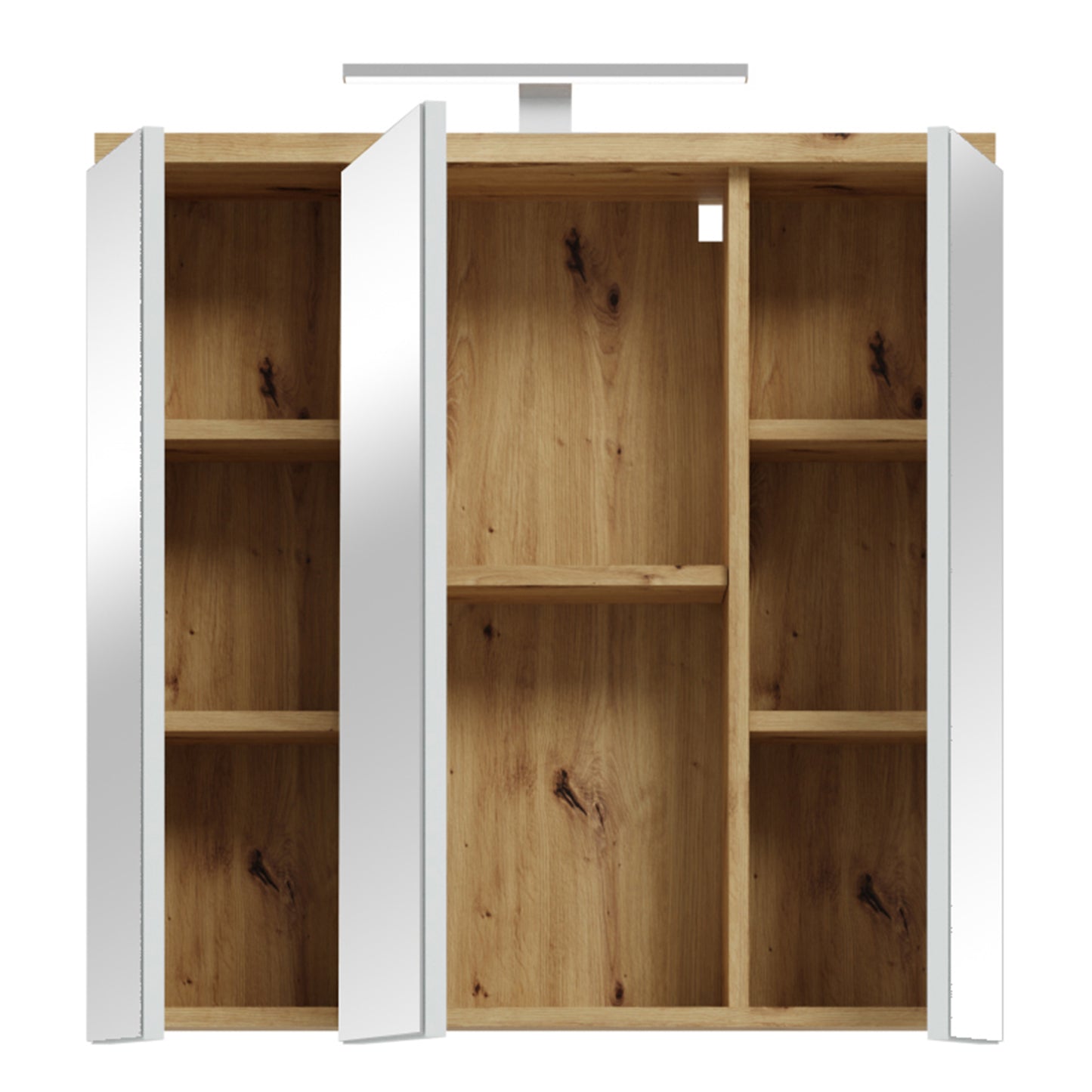 Veris 3 Door Mirrored Bathroom Cabinet with Integrated LED Lighting � Artisan Oak and Light Grey
