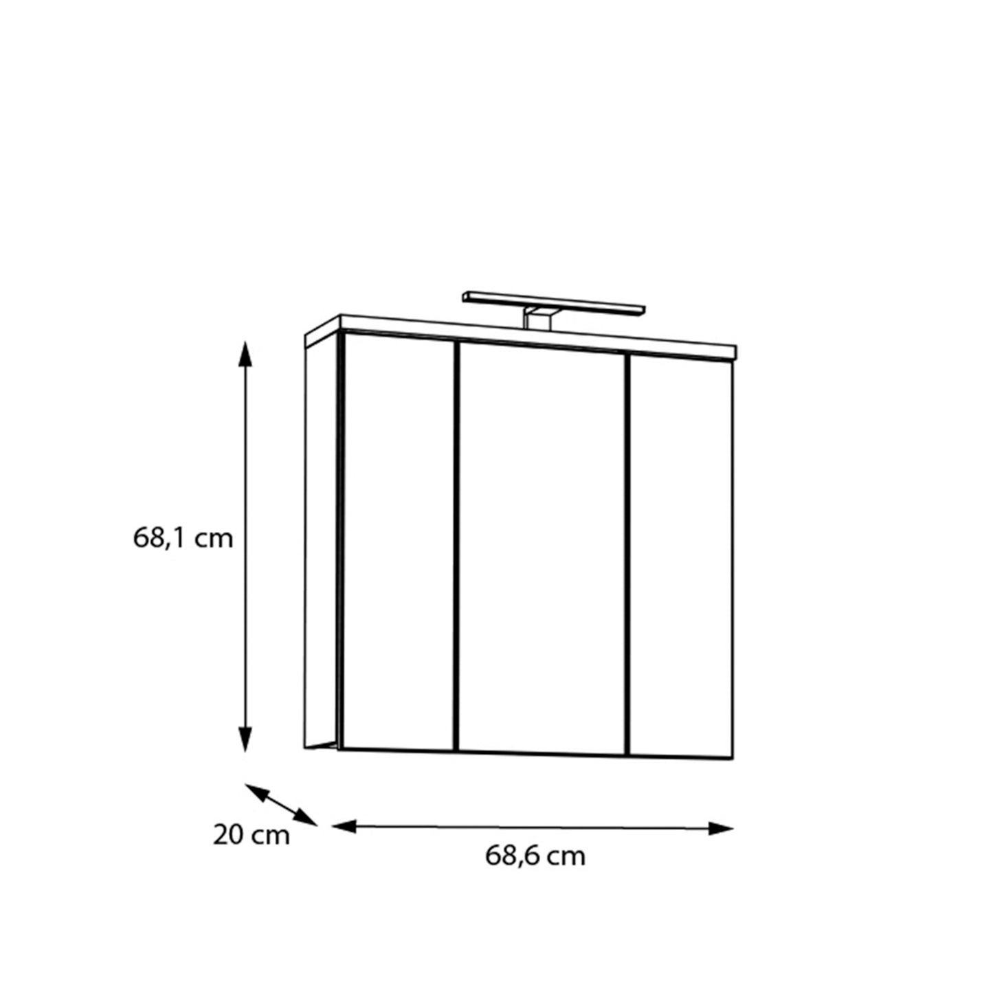 Veris 3 Door Mirrored Bathroom Cabinet with Integrated LED Lighting � Artisan Oak and Light Grey