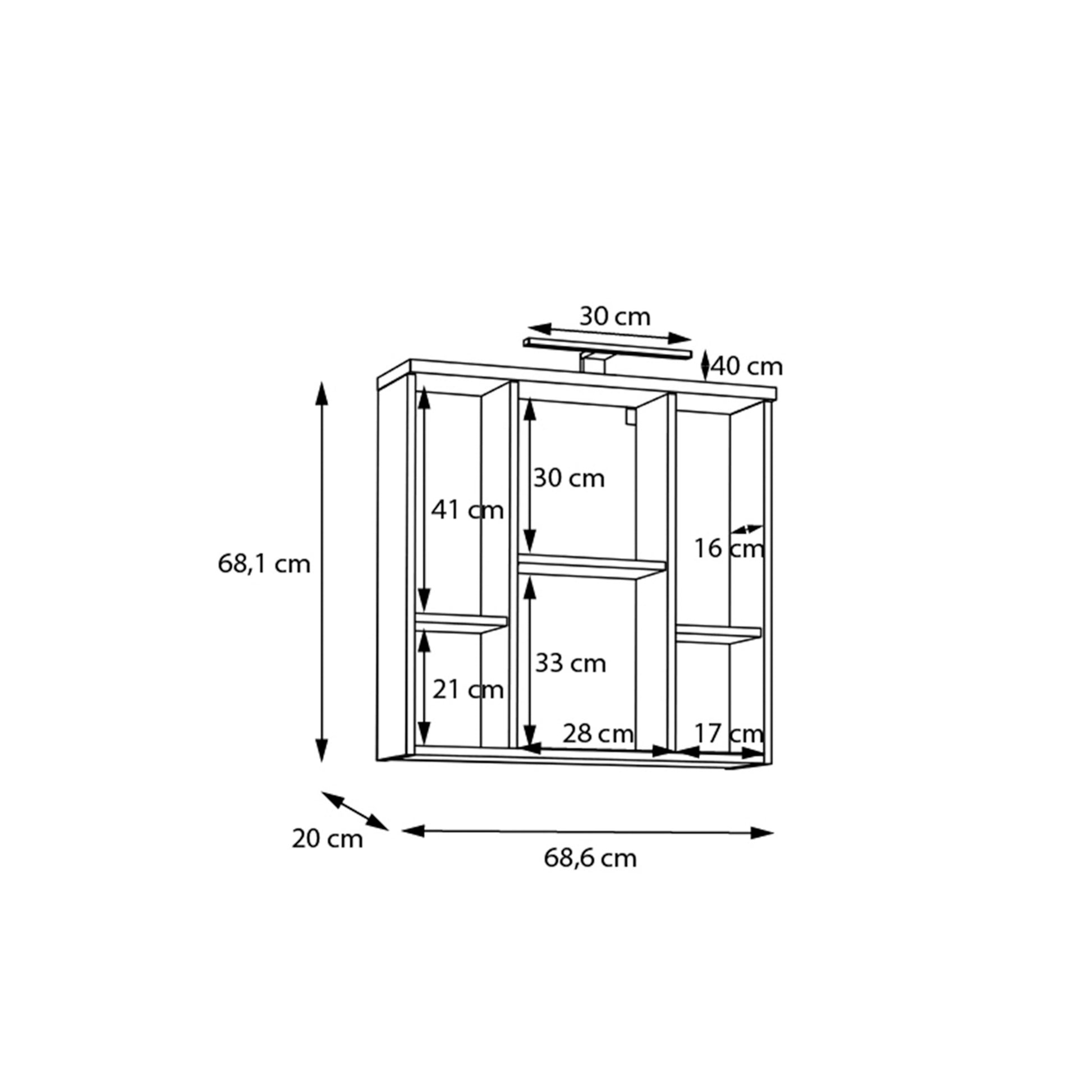 Veris 3 Door Mirrored Bathroom Cabinet with Integrated LED Lighting � Artisan Oak and Light Grey