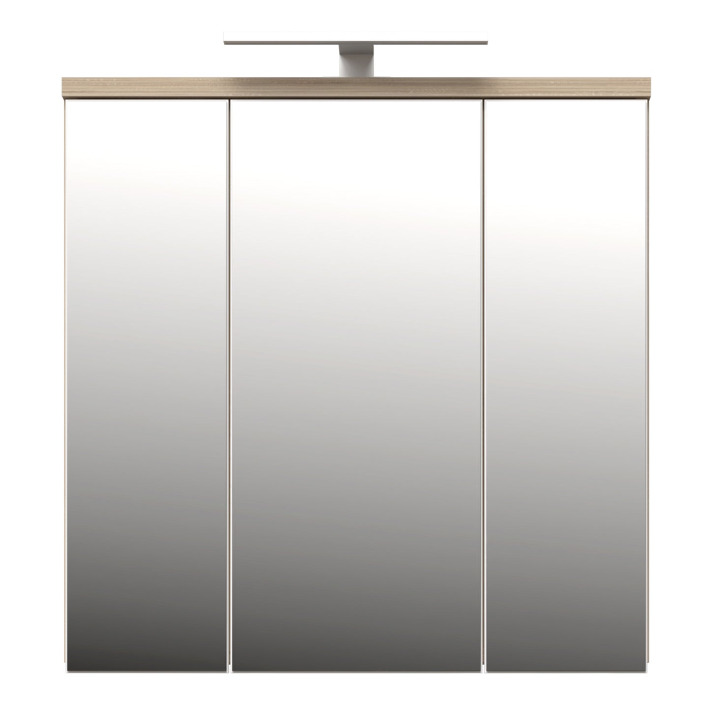 Veris 3 Door Mirrored Bathroom Cabinet with Integrated LED Lighting � Sonoma Oak & White Gloss