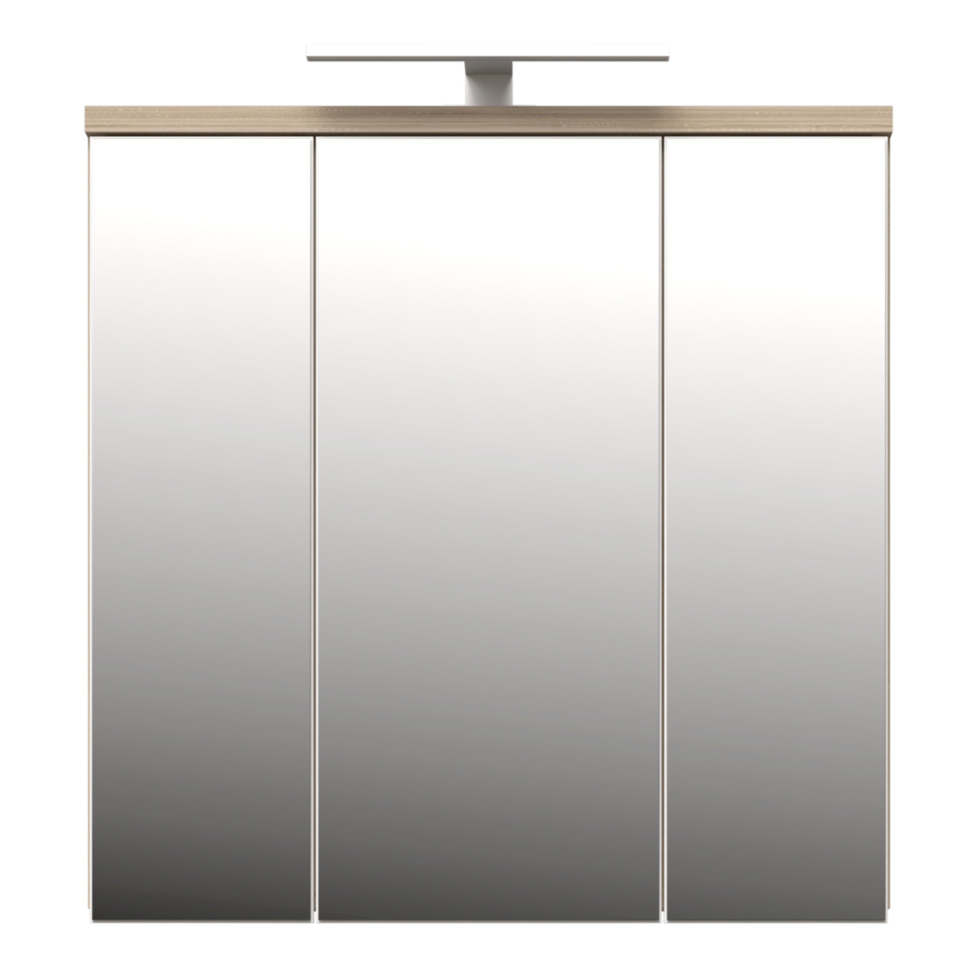 Veris 3 Door Mirrored Bathroom Cabinet with Integrated LED Lighting � Sonoma Oak & White Gloss
