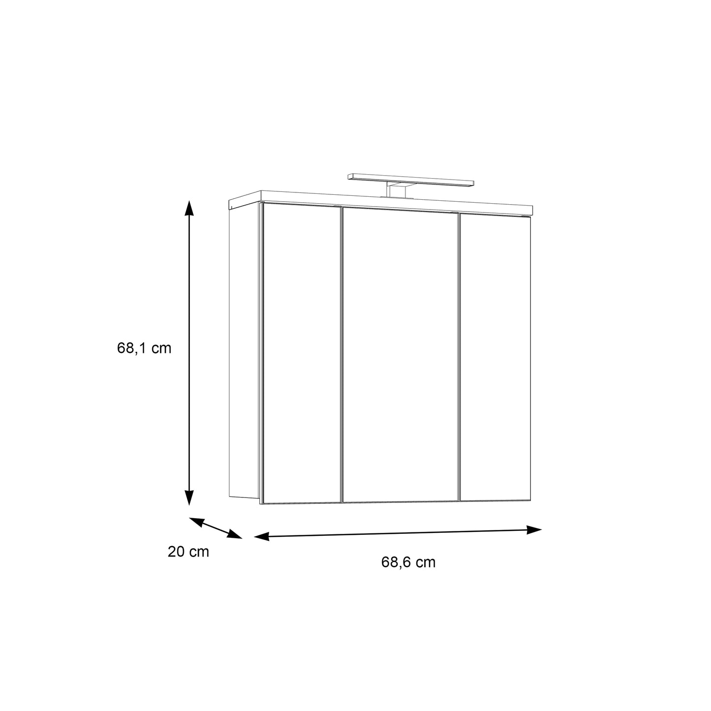 Veris 3 Door Mirrored Bathroom Cabinet with Integrated LED Lighting � Sonoma Oak & White Gloss