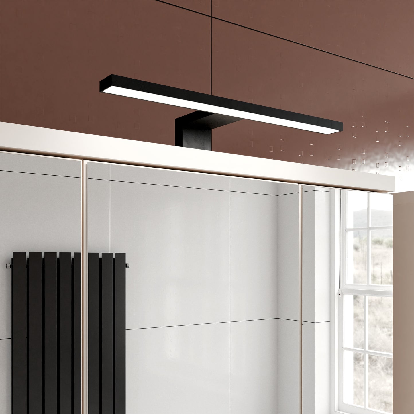 Veris 3 Door Mirrored Bathroom Cabinet with Integrated LED Lighting in Sand