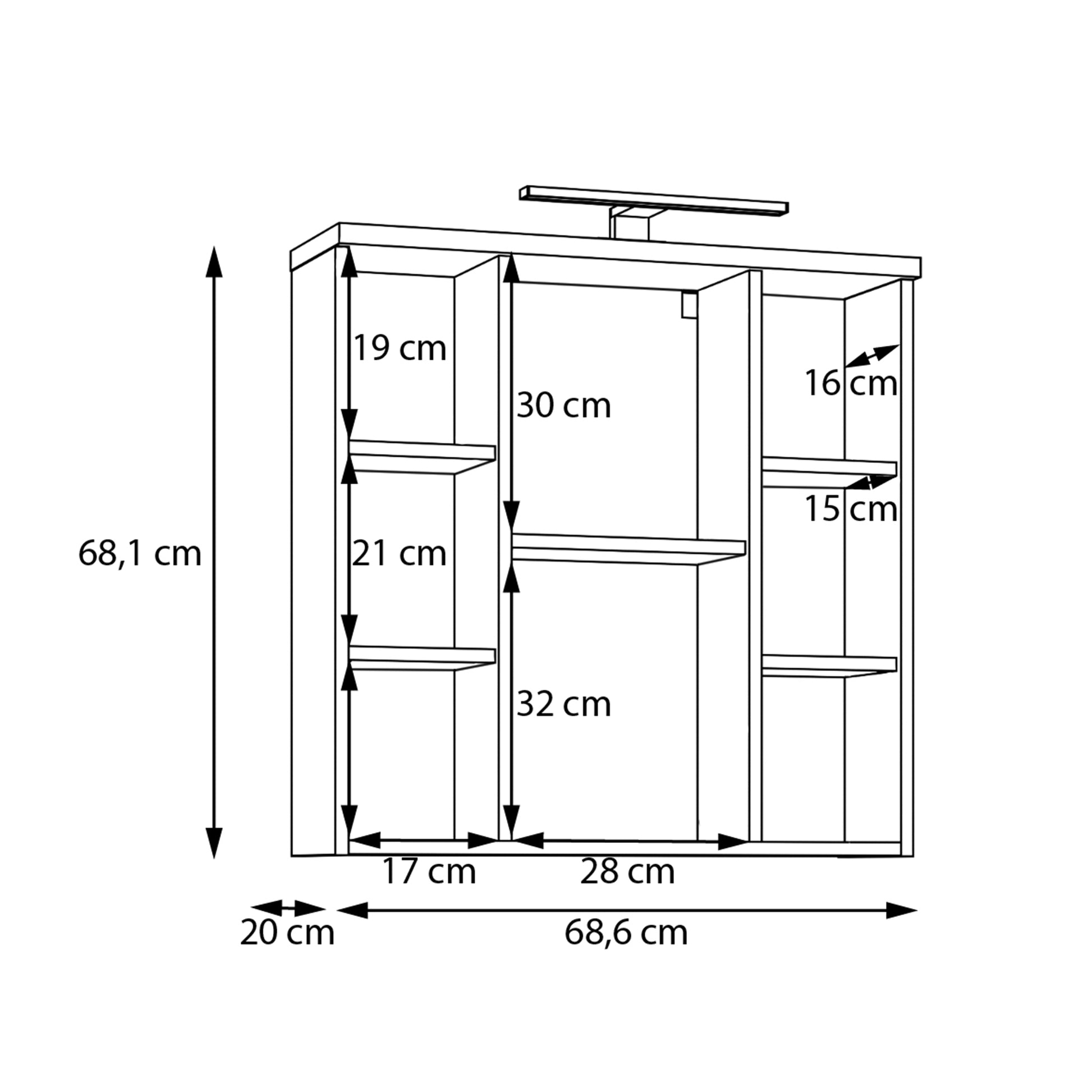 Veris 3 Door Mirrored Bathroom Cabinet with Integrated LED Lighting in Sand