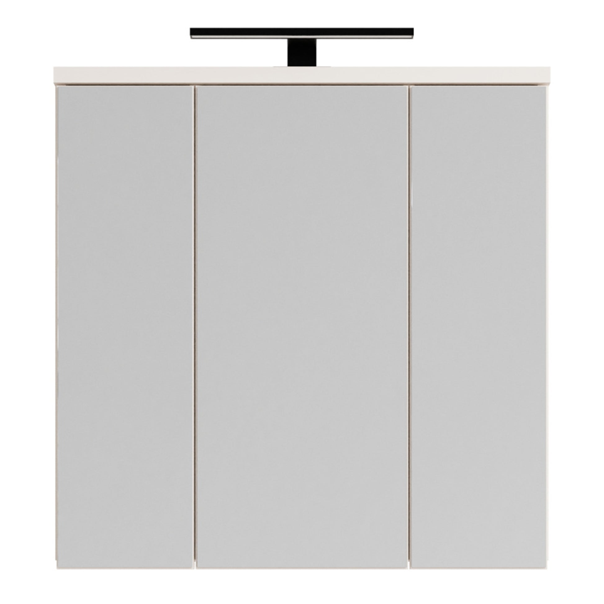 Veris 3 Door Mirrored Bathroom Cabinet with Integrated LED Lighting in Sand