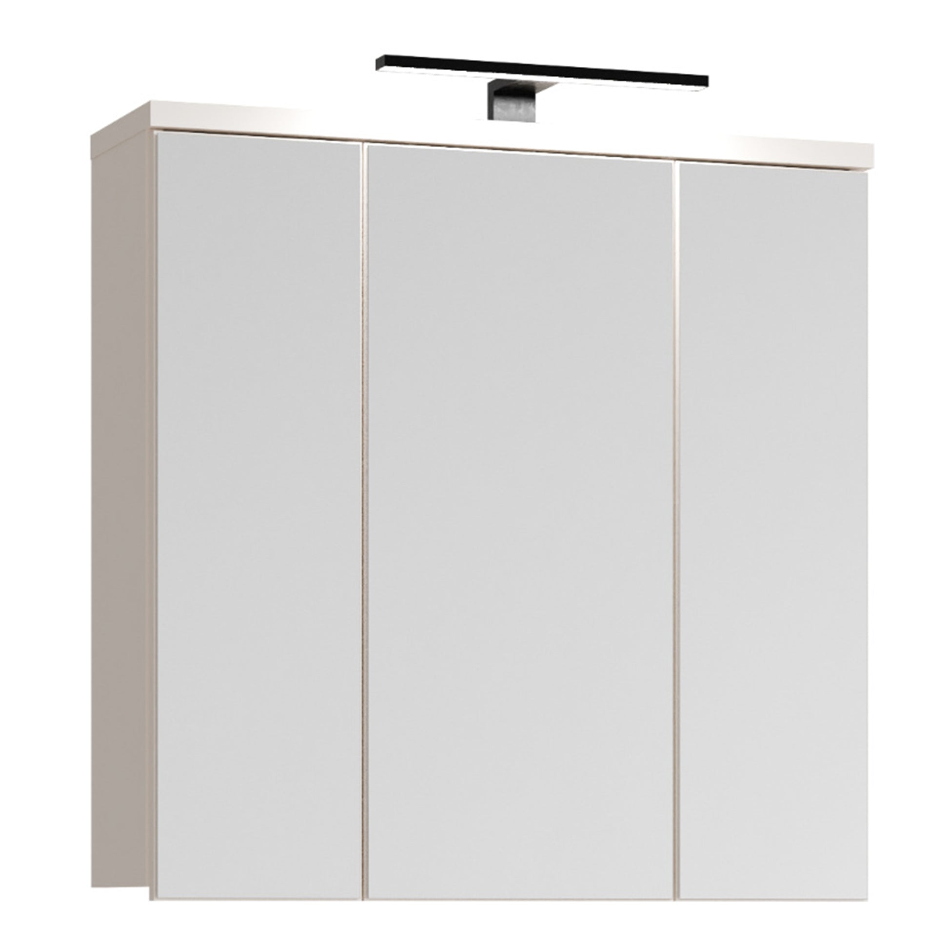 Veris 3 Door Mirrored Bathroom Cabinet with Integrated LED Lighting in Sand