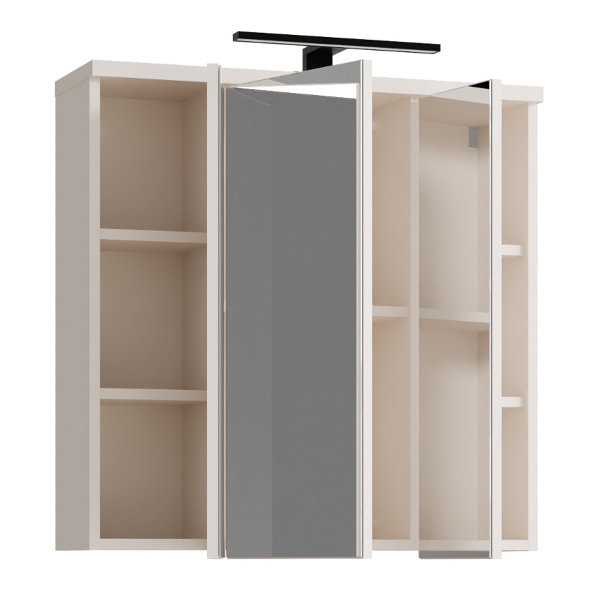 Veris 3 Door Mirrored Bathroom Cabinet with Integrated LED Lighting in Sand