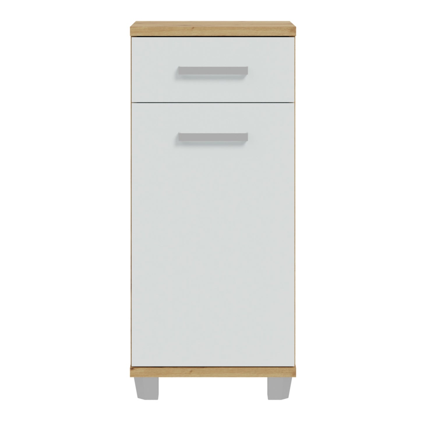 Veris Bathroom Cupboard with 1 Door & 1 Drawer in Artisan Oak and Light Grey