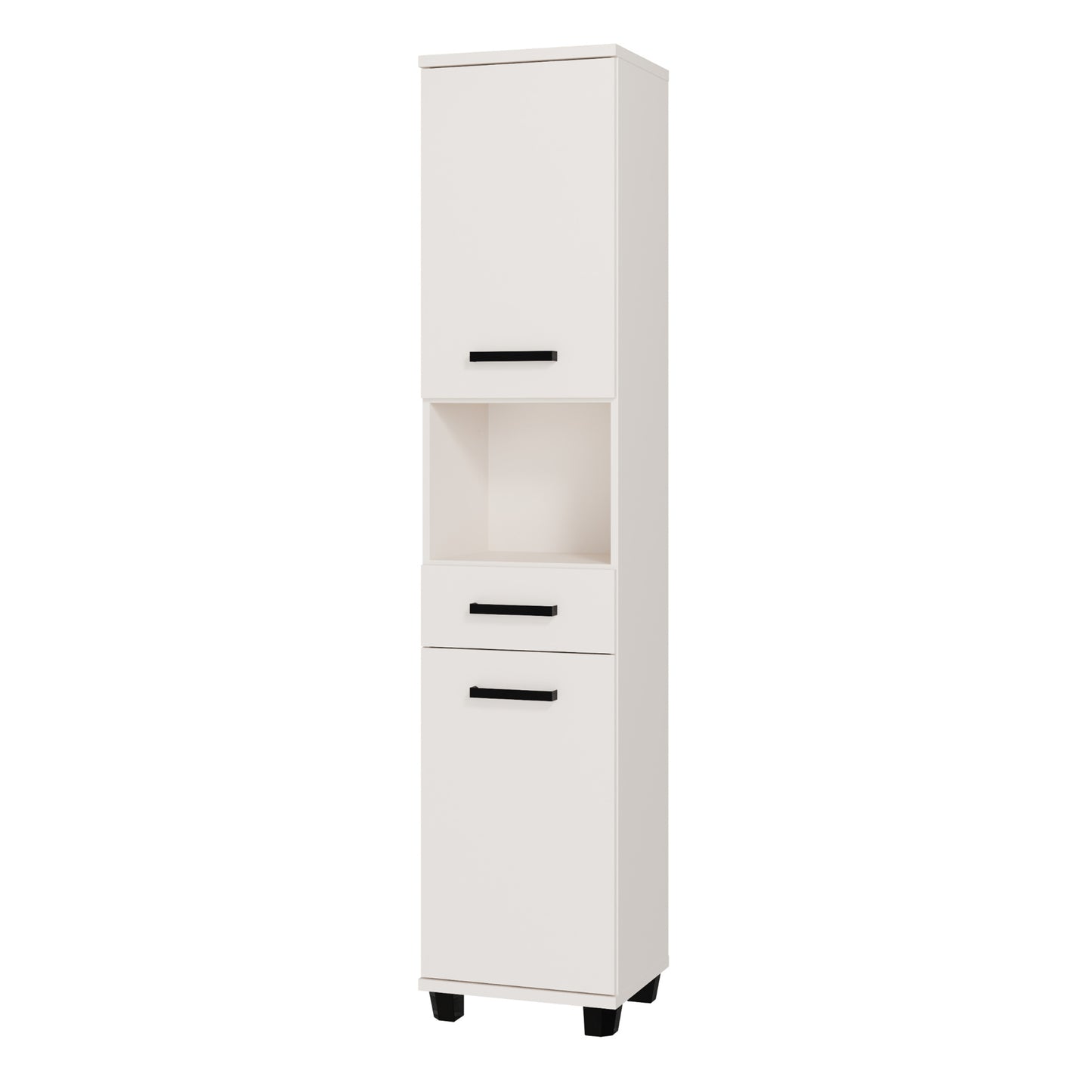 Veris Tall Narrow Bathroom Cupboard with 2 Doors & 1 Drawer in Sand