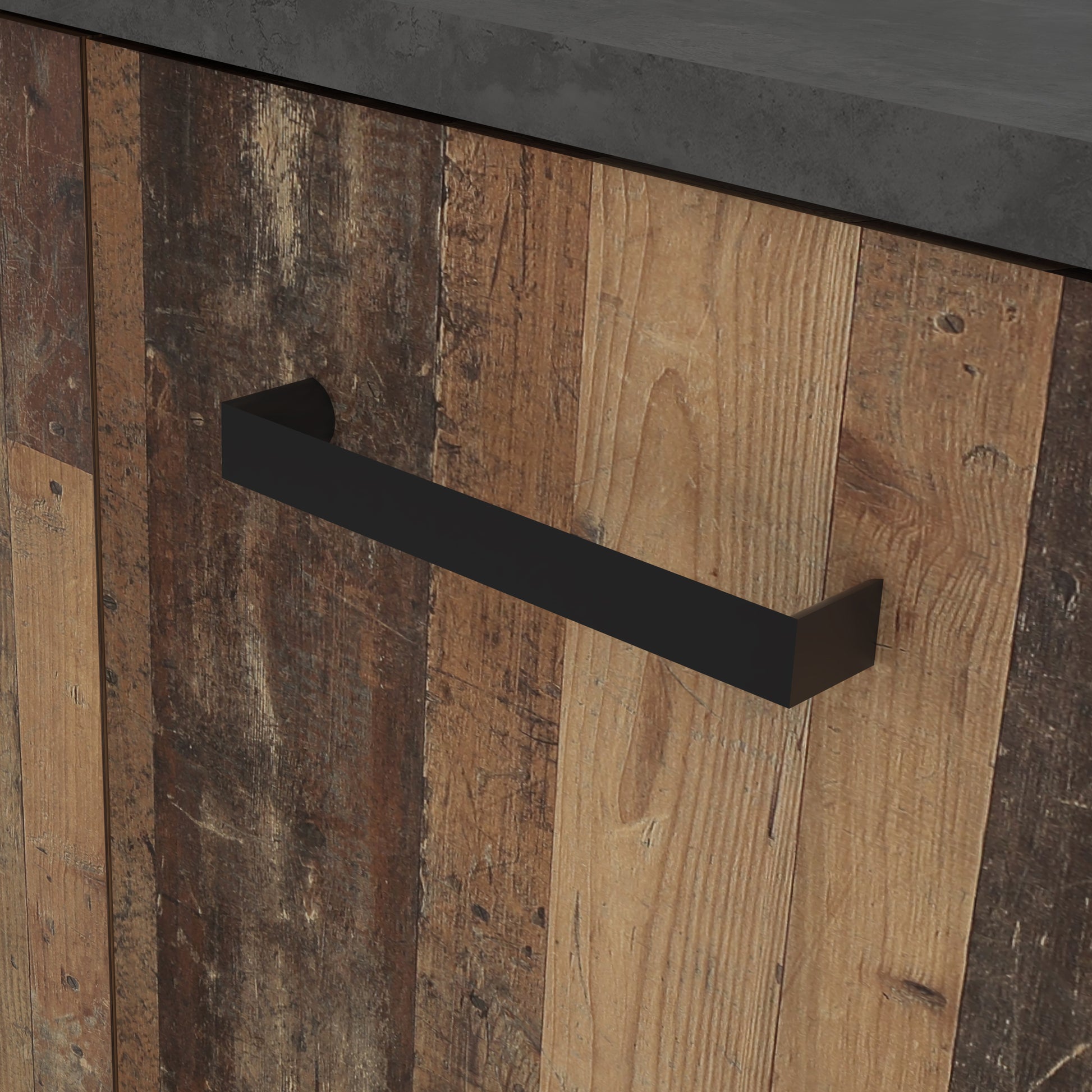 Veris Under Sink Cabinet with 2 Doors in Walnut and Dark Grey
