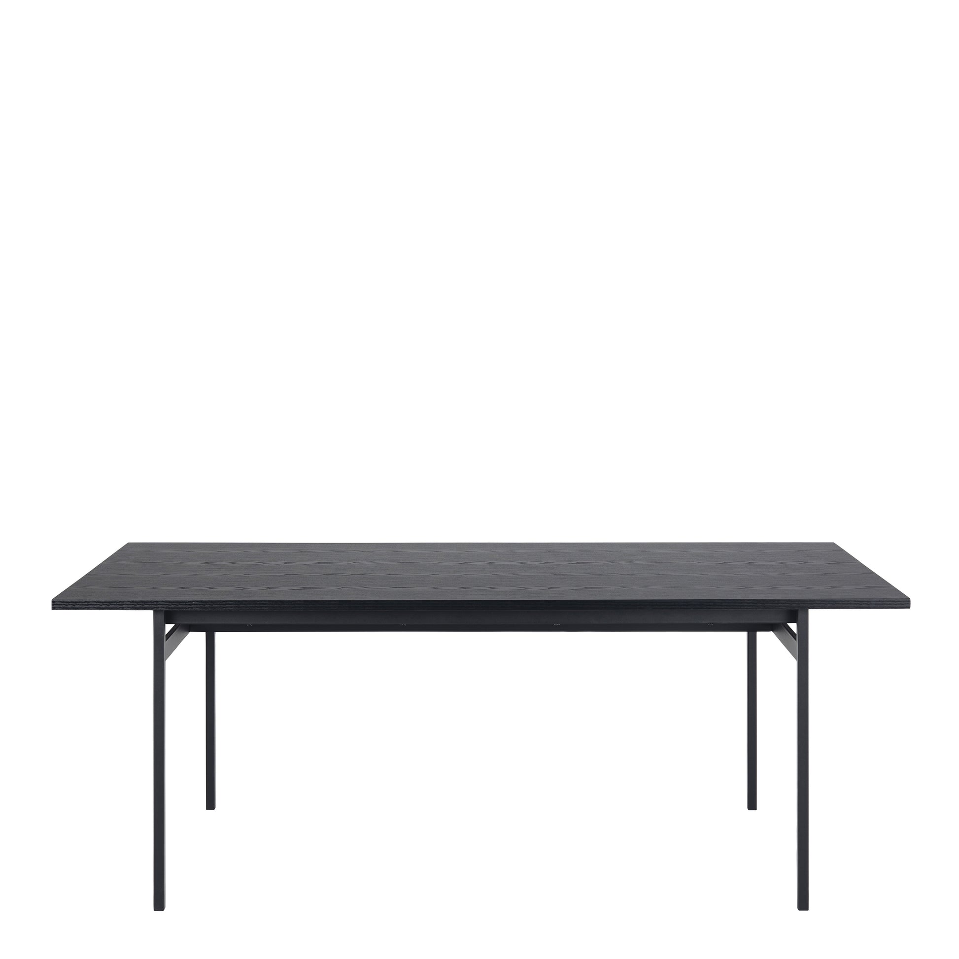 Angus Dining Table in Black 200x90cm includes 4 Carrie Swivel Dining Chairs in Sand