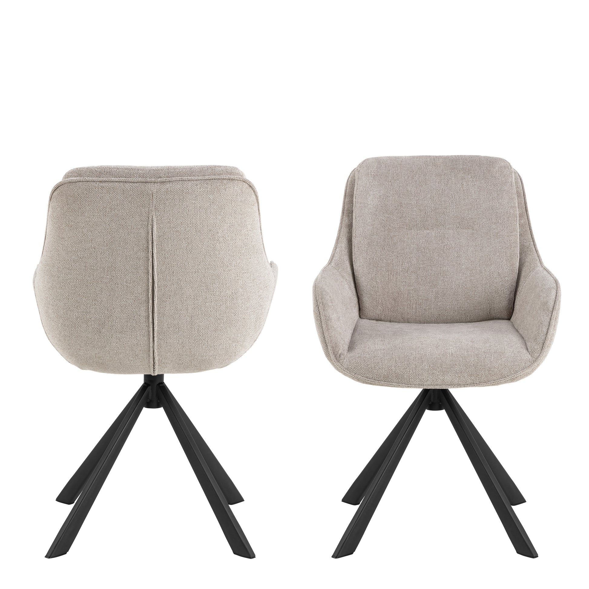 Angus Dining Table in Black 200x90cm includes 4 Carrie Swivel Dining Chairs in Sand