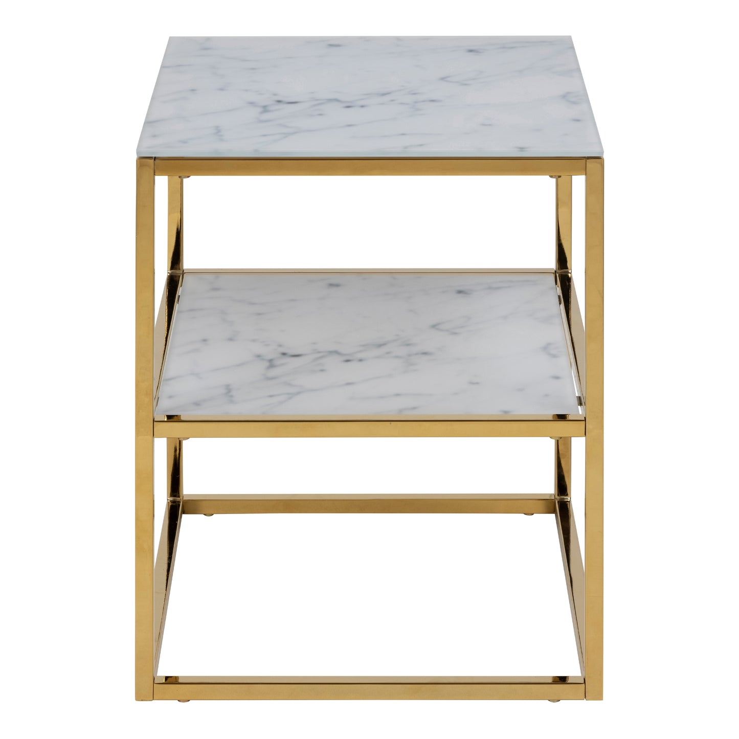 Alisma Bedside Table with White Marble Glass & Gold Base