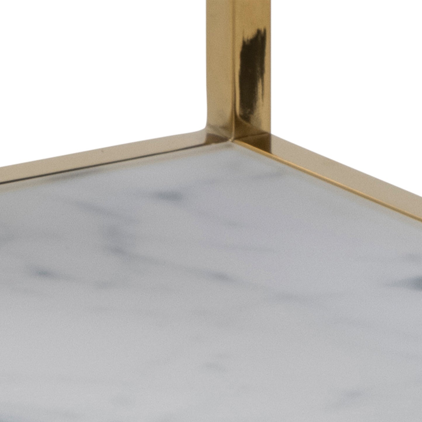 Alisma Bedside Table with White Marble Glass & Gold Base