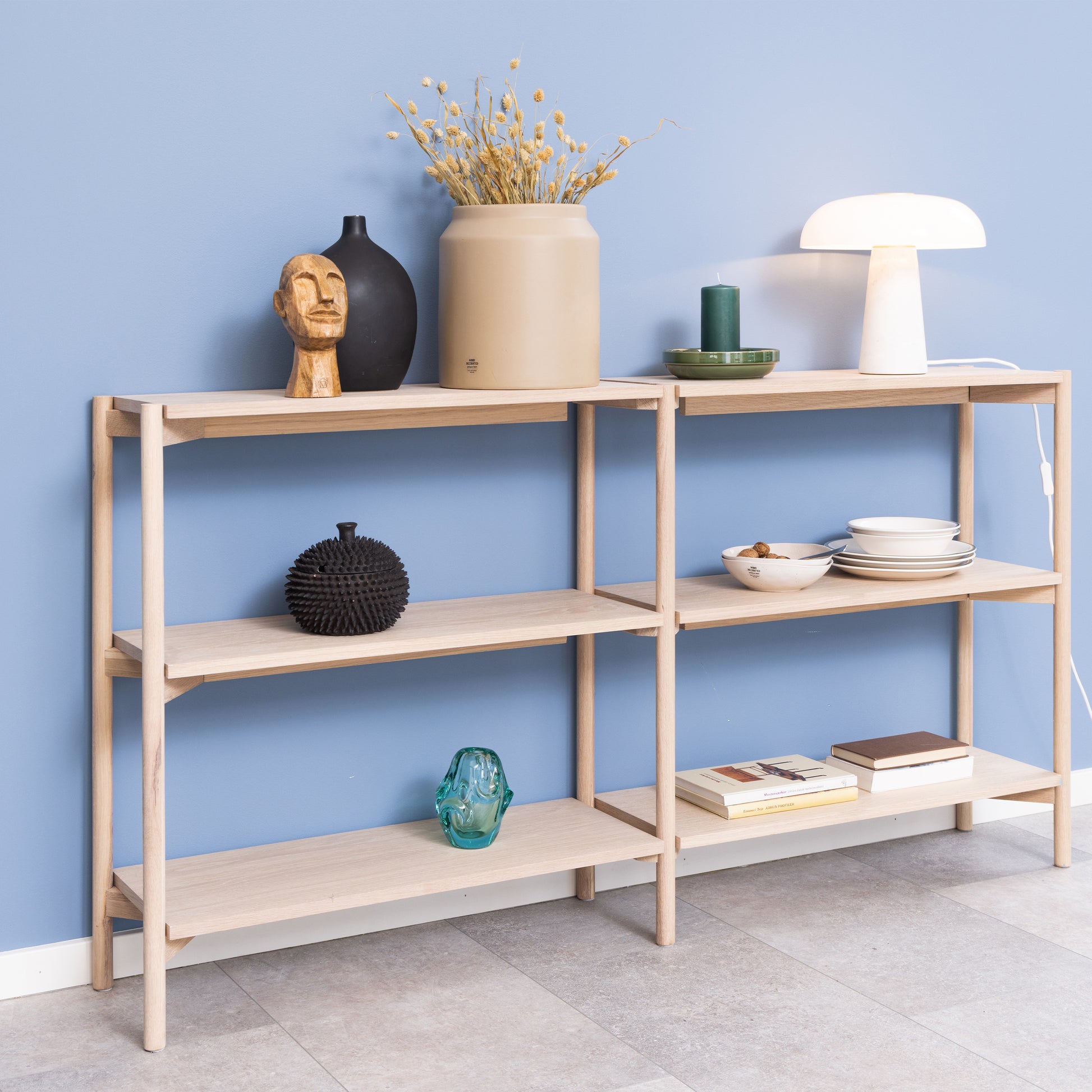 Braidwood Bookcase with 4 Shelves in White Oak Veneer