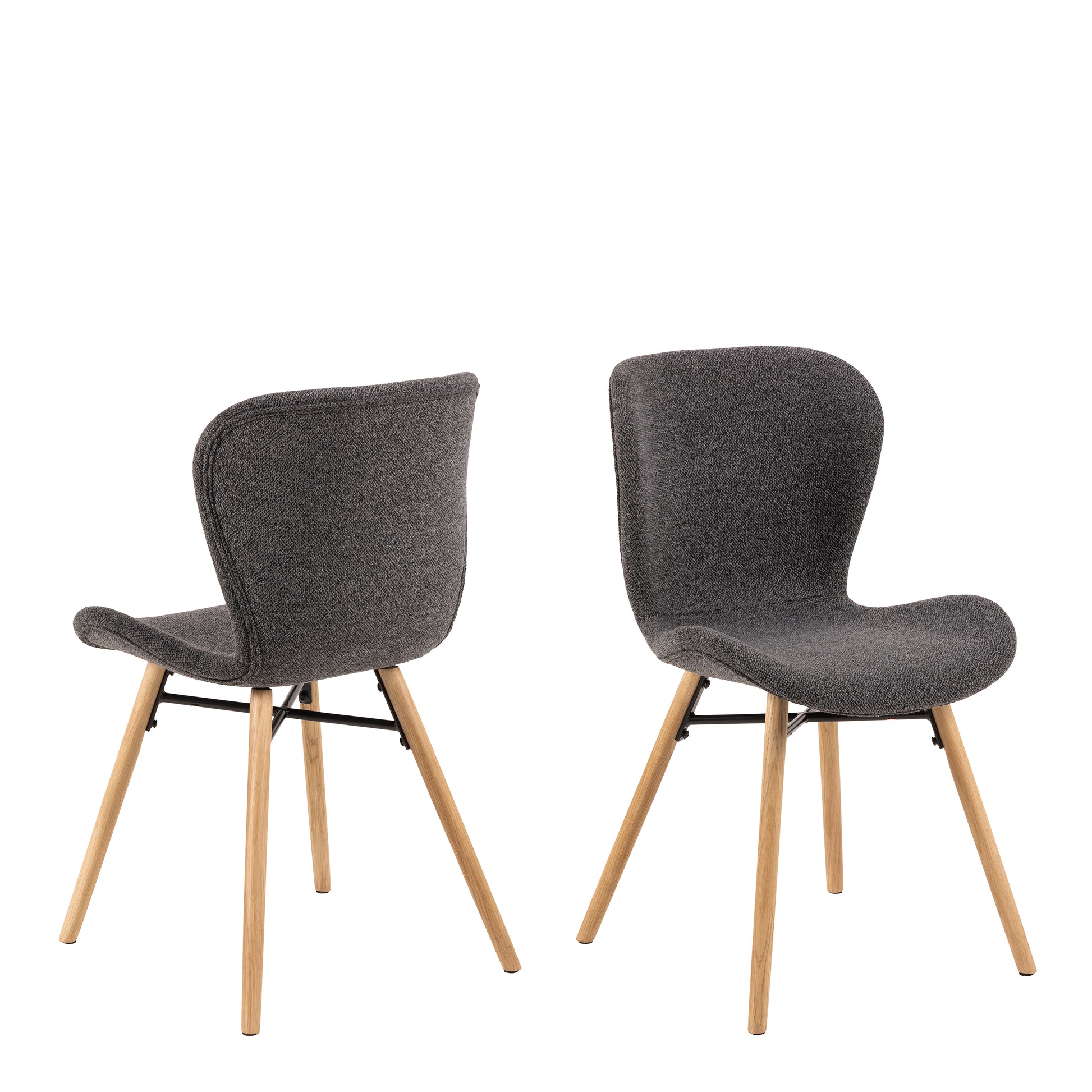Townsville Round Dining Table in White and Oak 100cm includes 4 Batilda Dining Chairs with Grey Fabric and Oak