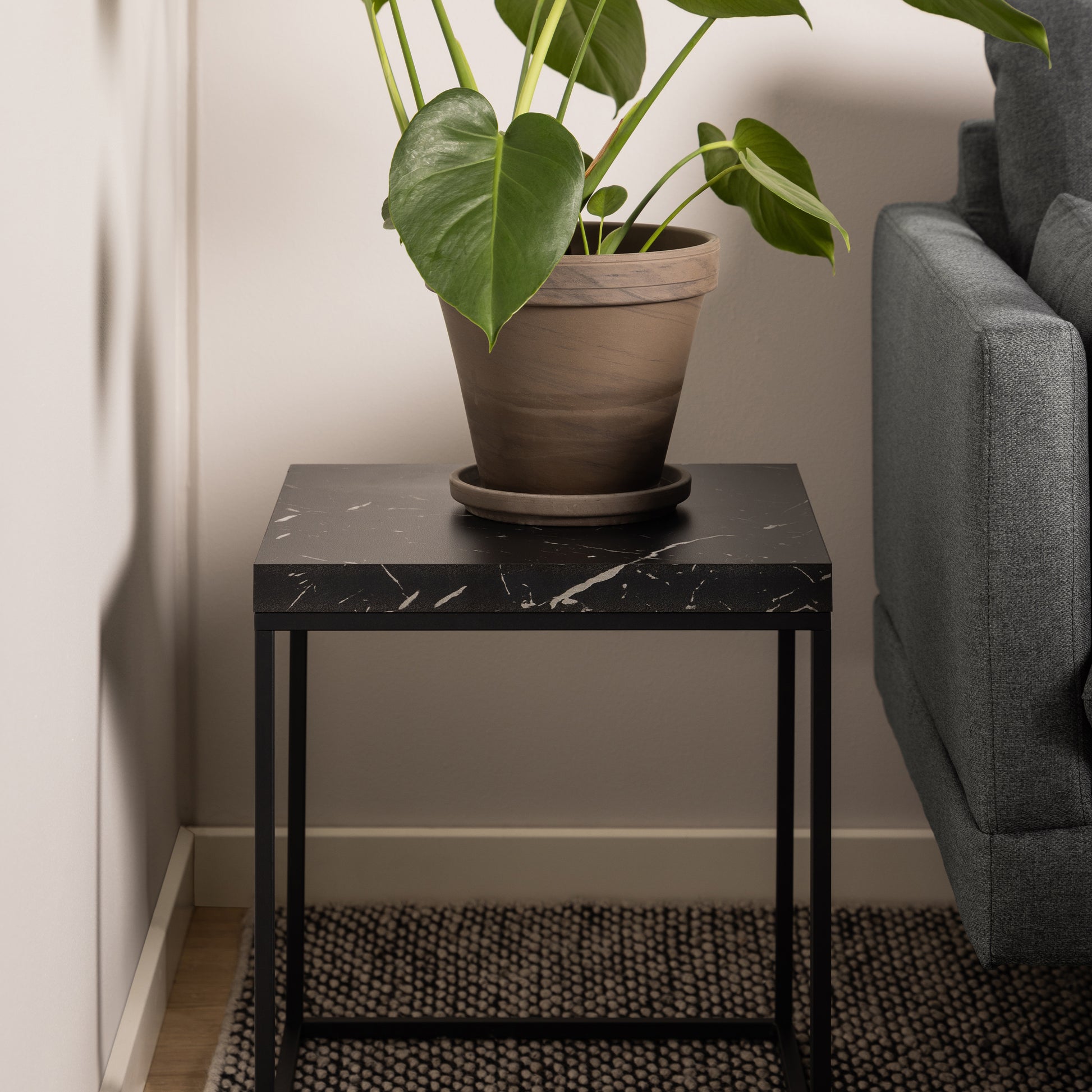Barossa Coffee Table with Black Marble Marquina Top & Black Steel Base 40cm