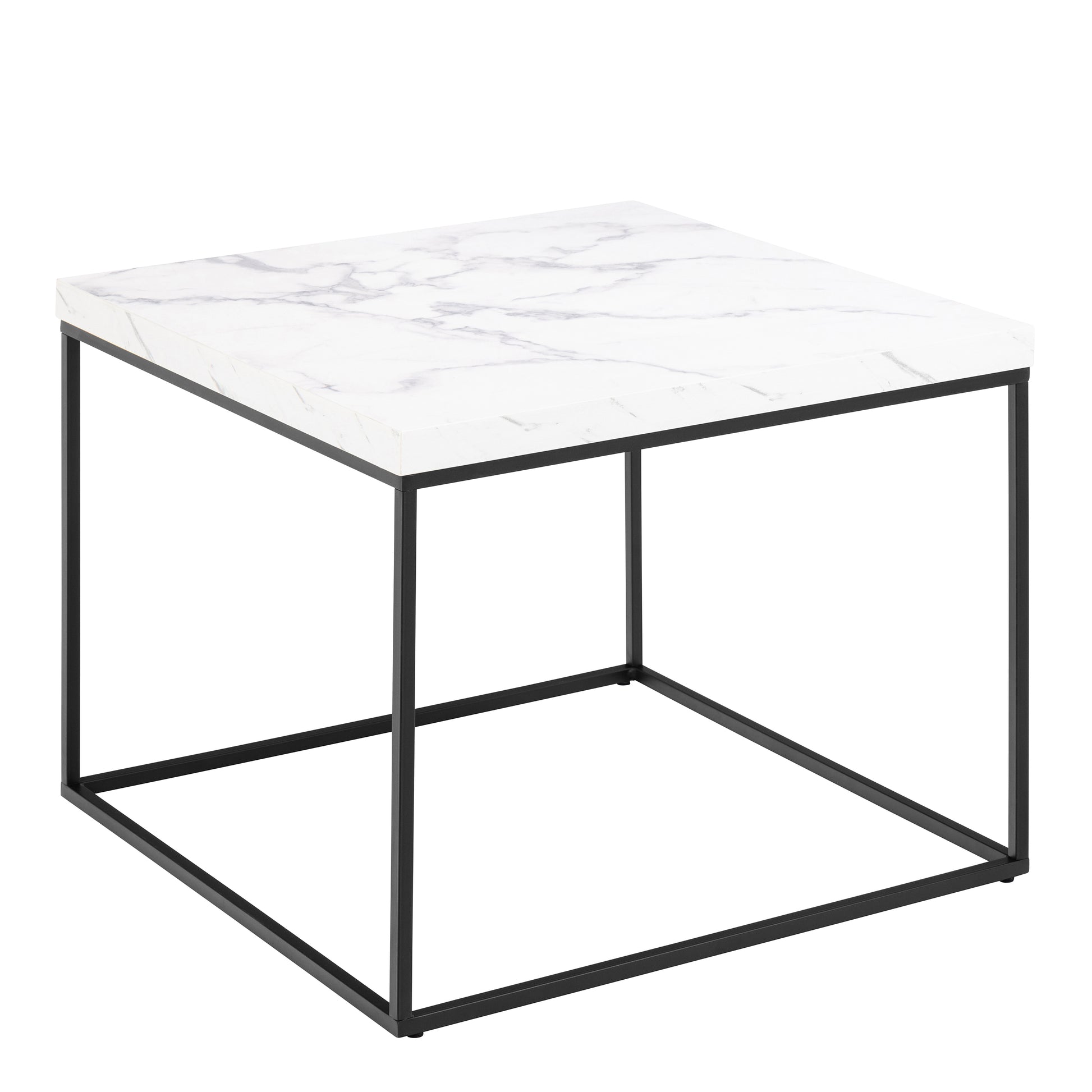 Barossa Coffee Table with White Marble Carrara Top & Black Steel Base 60cm