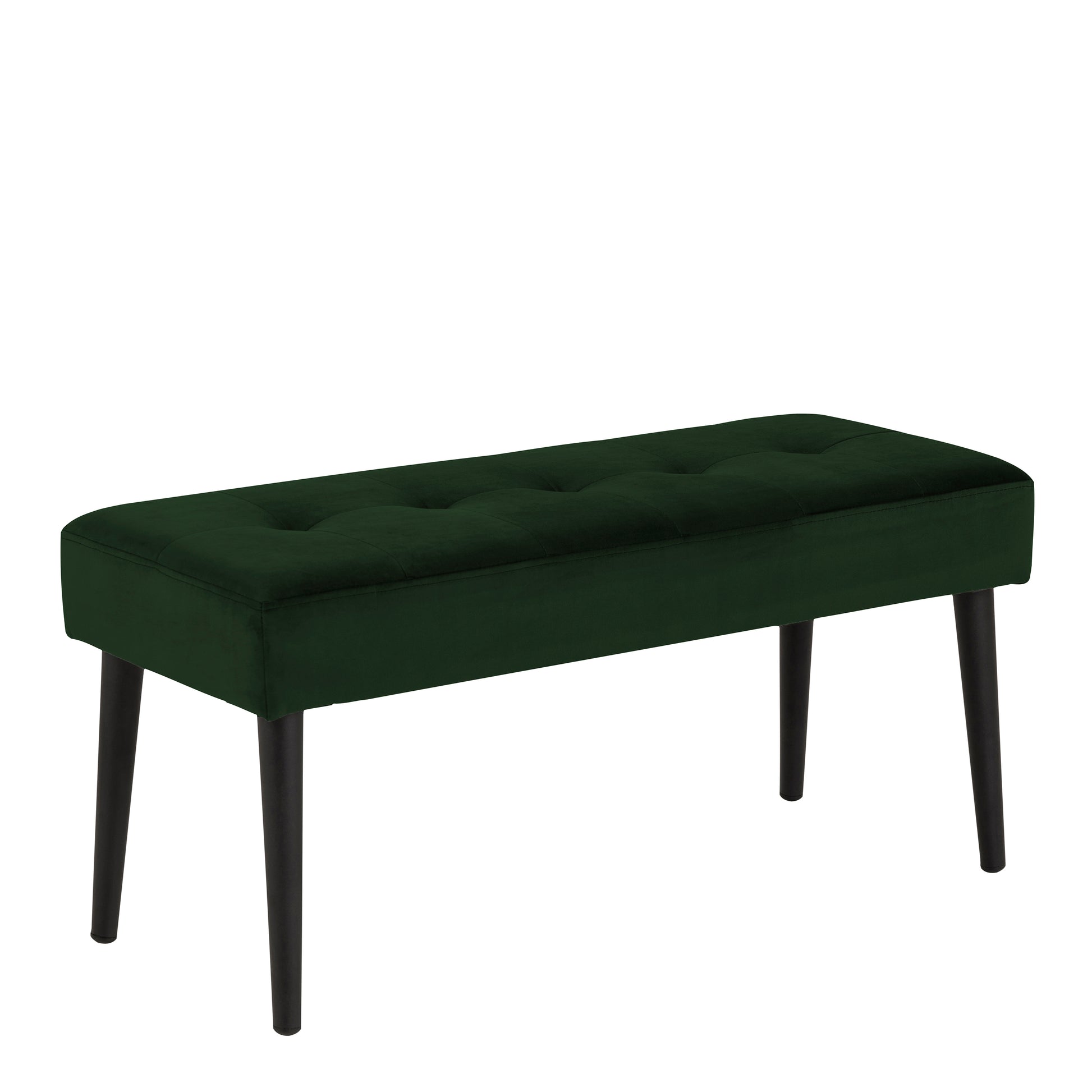 Glory Bench in Forest Green Fabric & Black Metal Base