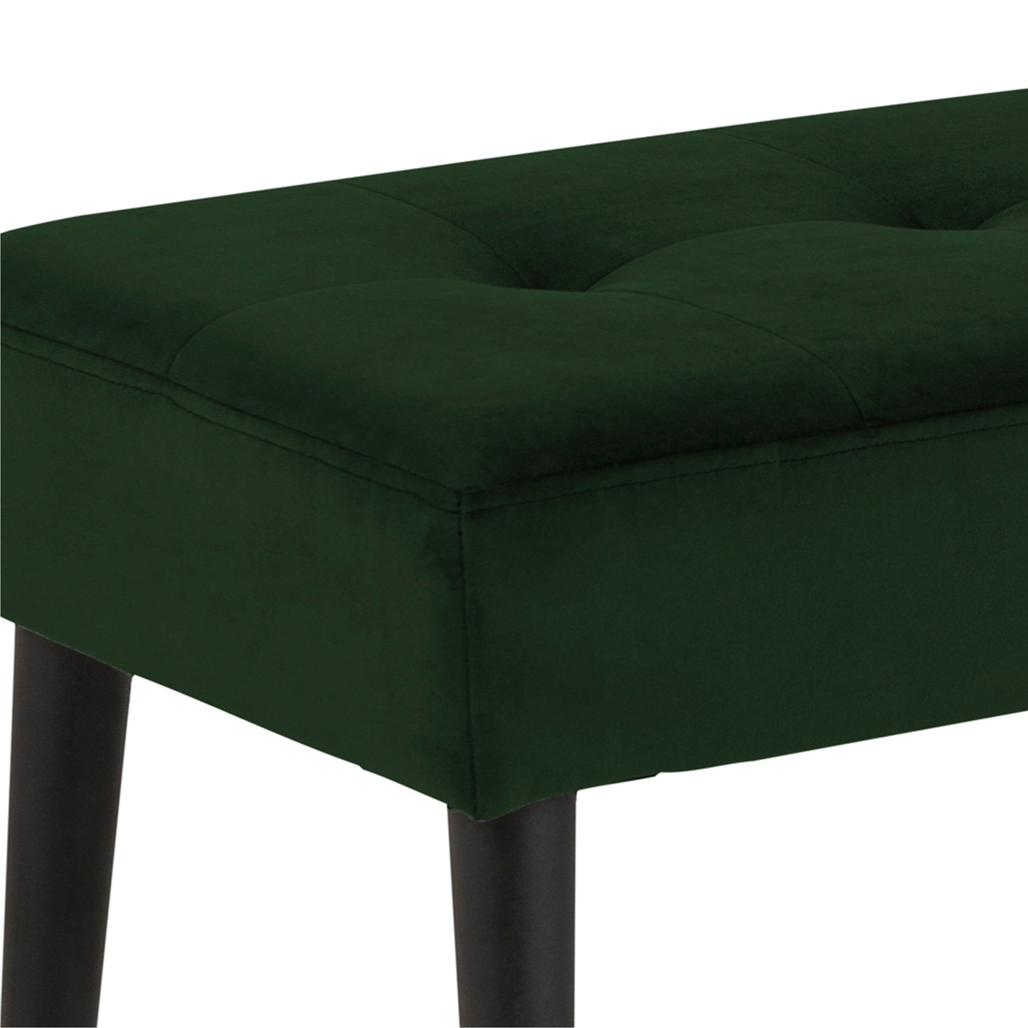 Glory Bench in Forest Green Fabric & Black Metal Base