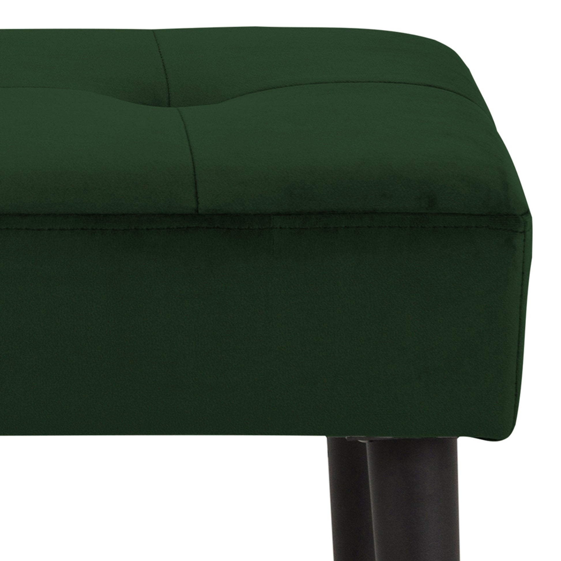 Glory Bench in Forest Green Fabric & Black Metal Base