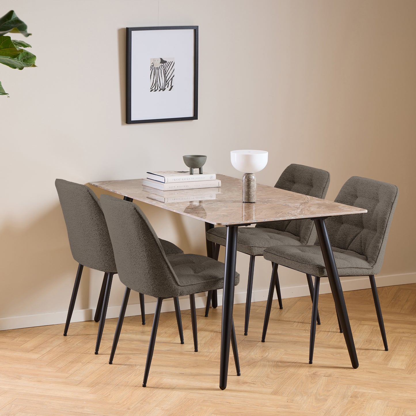 Brooke Dining Chair in Taupe Set of 2