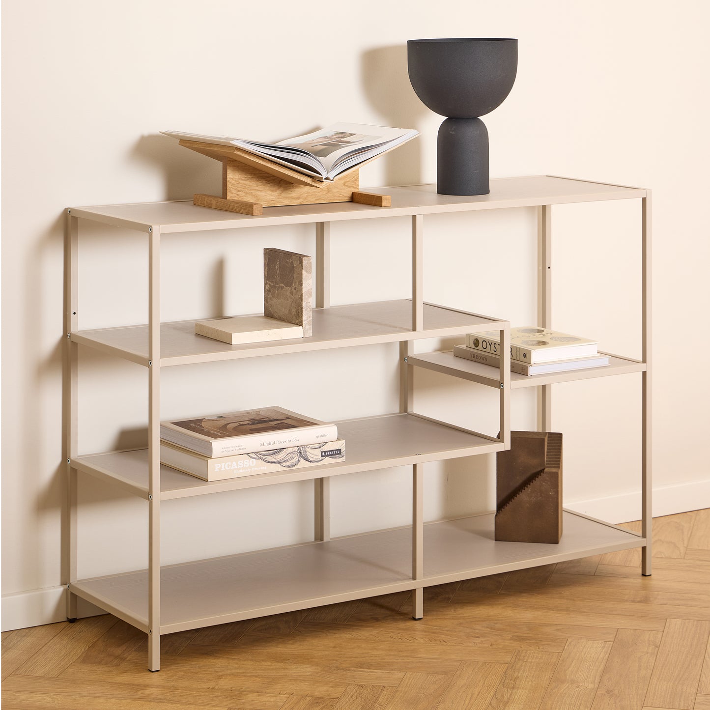 Seaford Bookcase with 4 Shelves in Grey