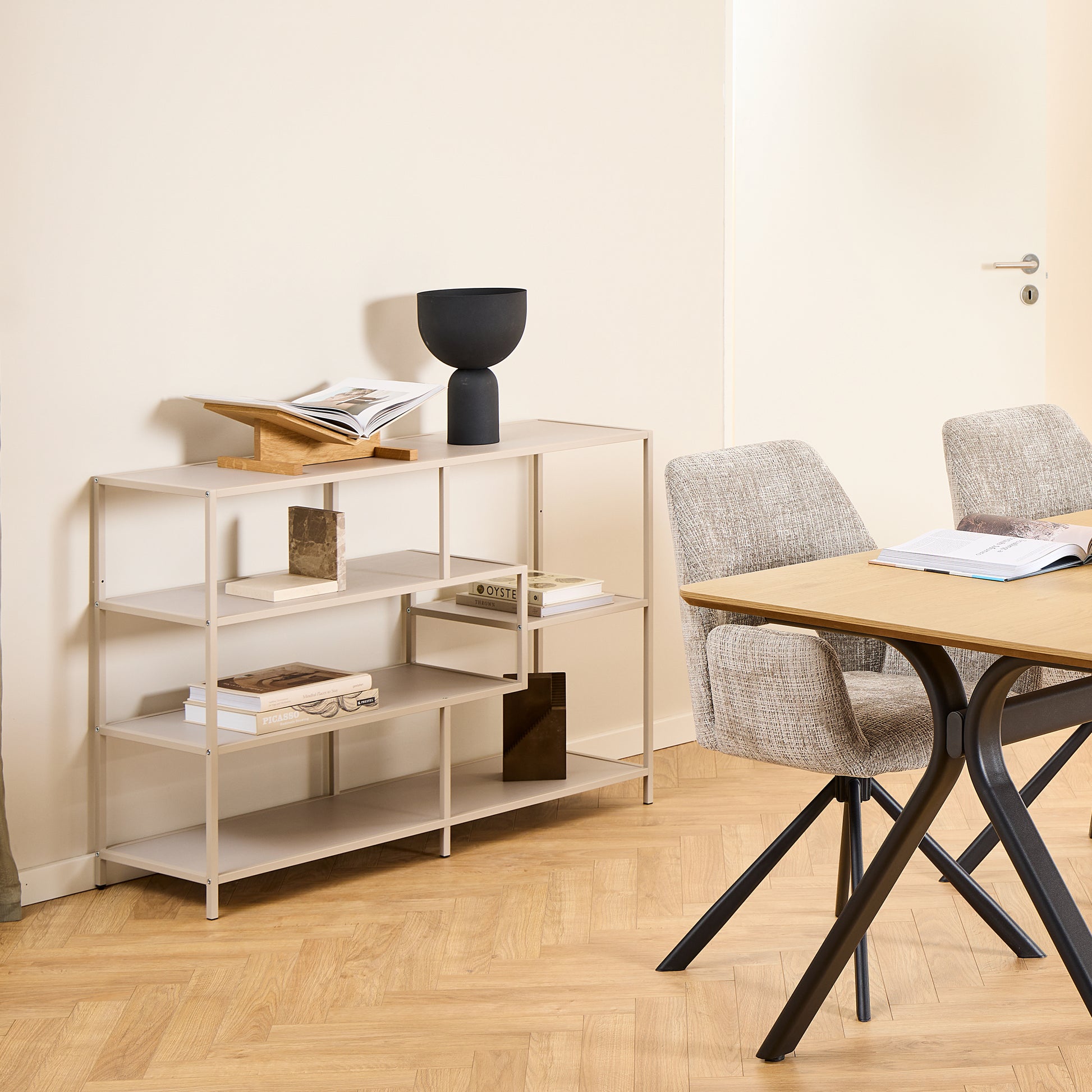 Seaford Bookcase with 4 Shelves in Grey