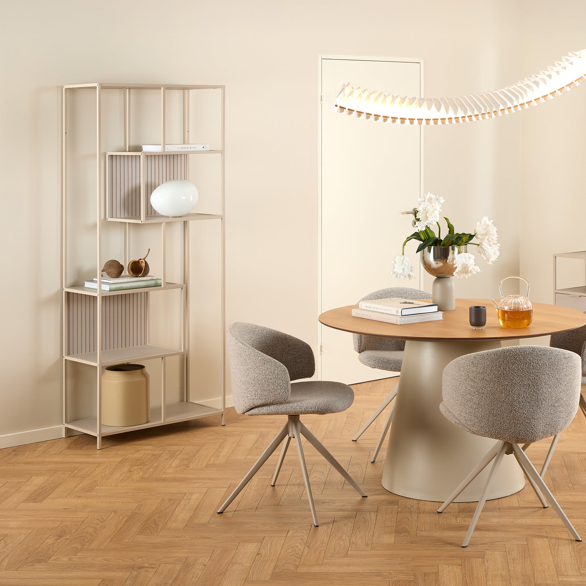 Seaford Tall Grey Metal Bookcase with 5 Shelves