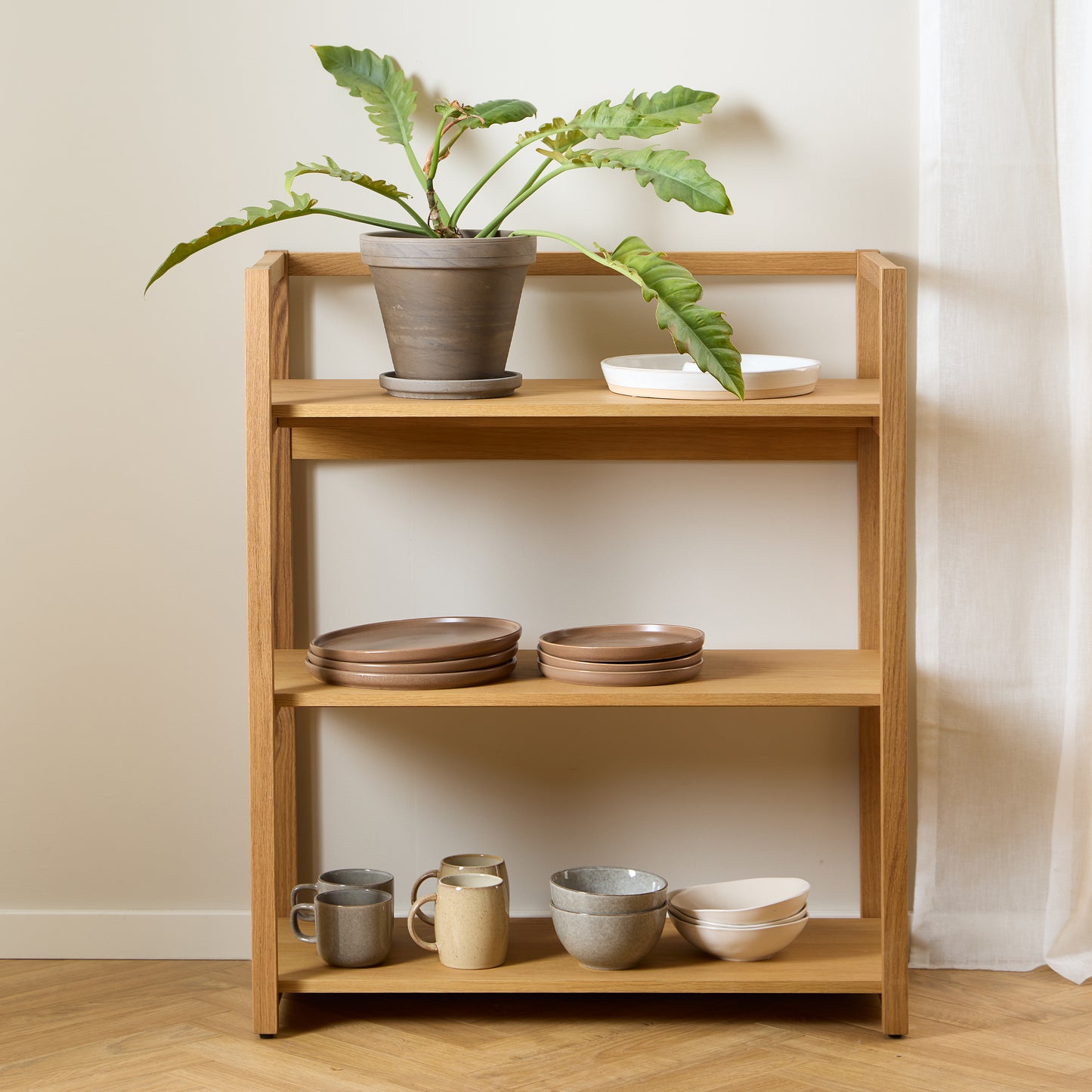 Ludza Rectangular Bookcase With 3 Shelves in Oak