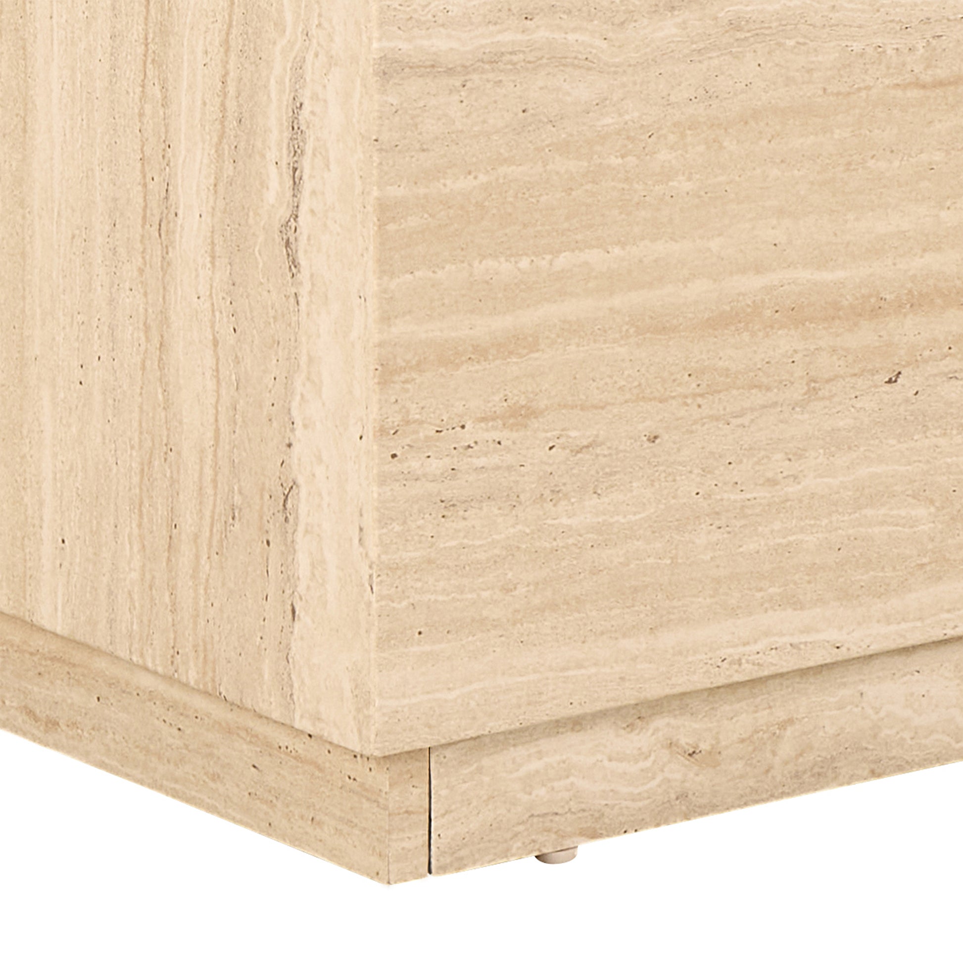 Dice Square and Rectangular Coffee Table Set of 2 in Travertine Rough Paper Effect