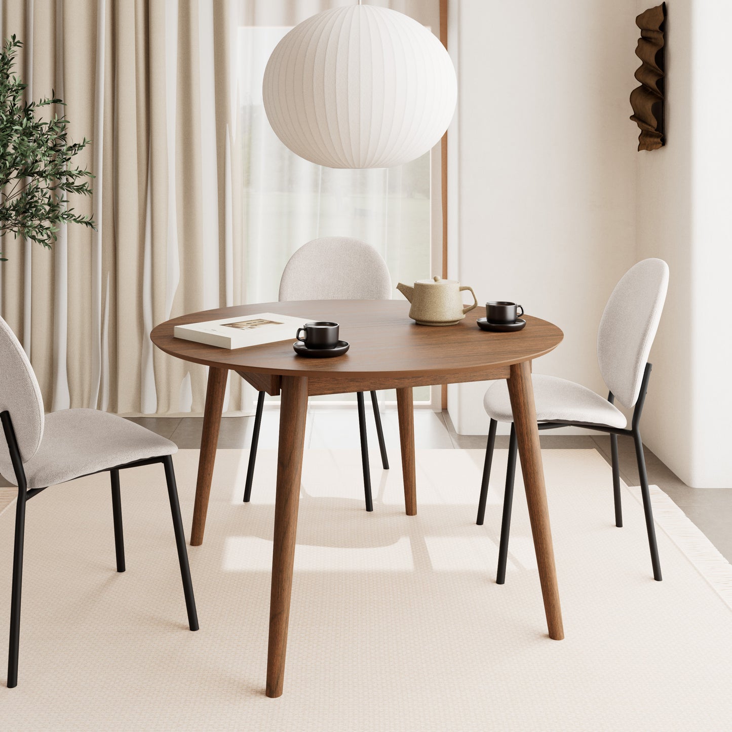 Montreux Round Extending Dining Table in Walnut 115�154cm