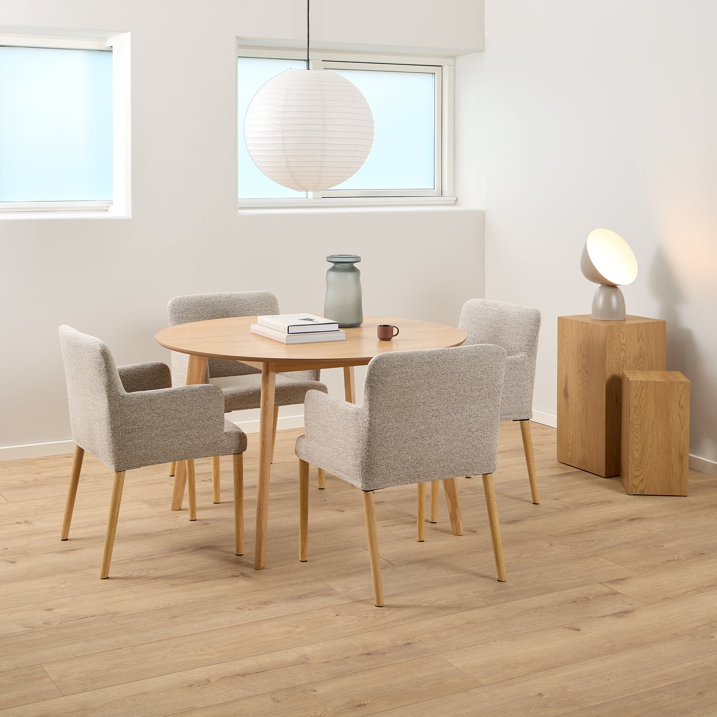 Roxby Round Dining Table in Matt Oak 120cm