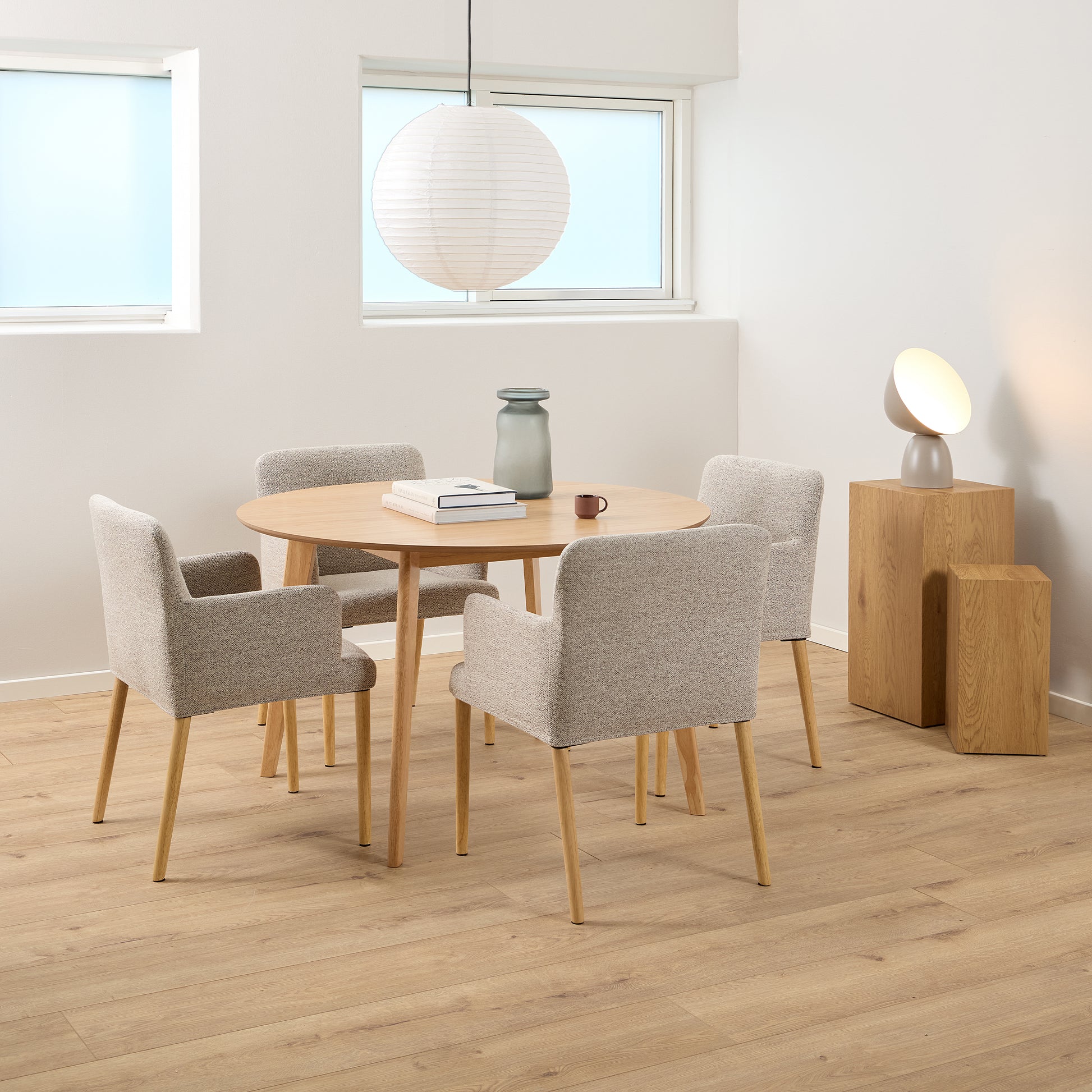 Roxby Round Dining Table in Matt Oak 120cm