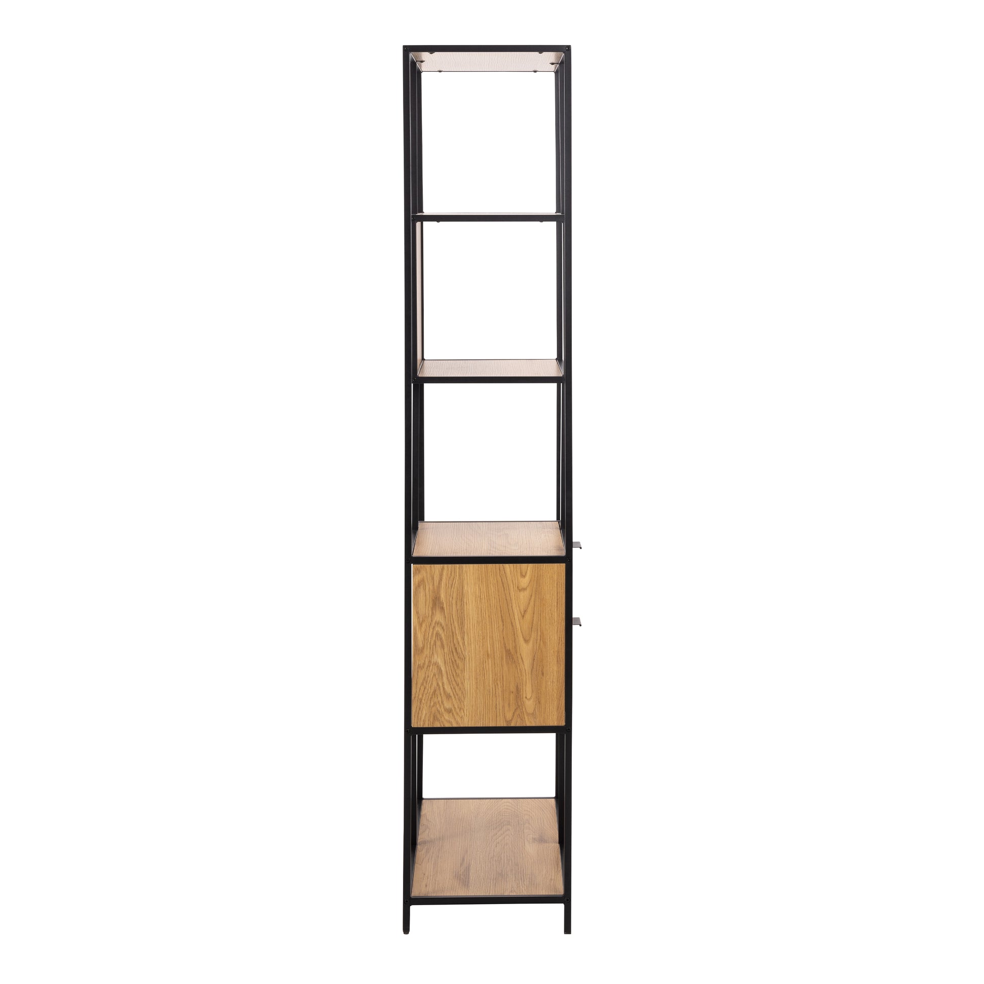 Seaford Tall Wild Oak Metal 2 Drawer Bookcase With 4 Shelves