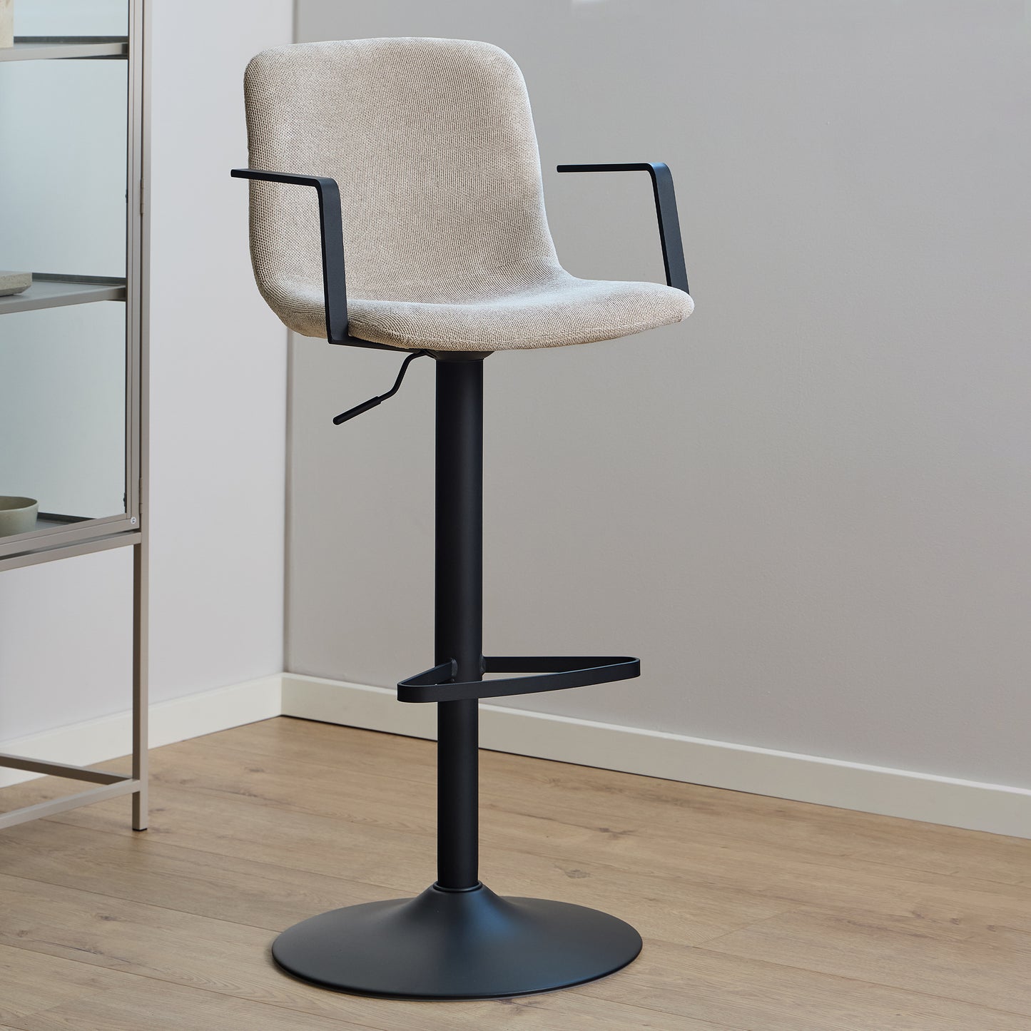 Pablo Swivel Beige Bar Stool With Adjustable Height Function Set of 2