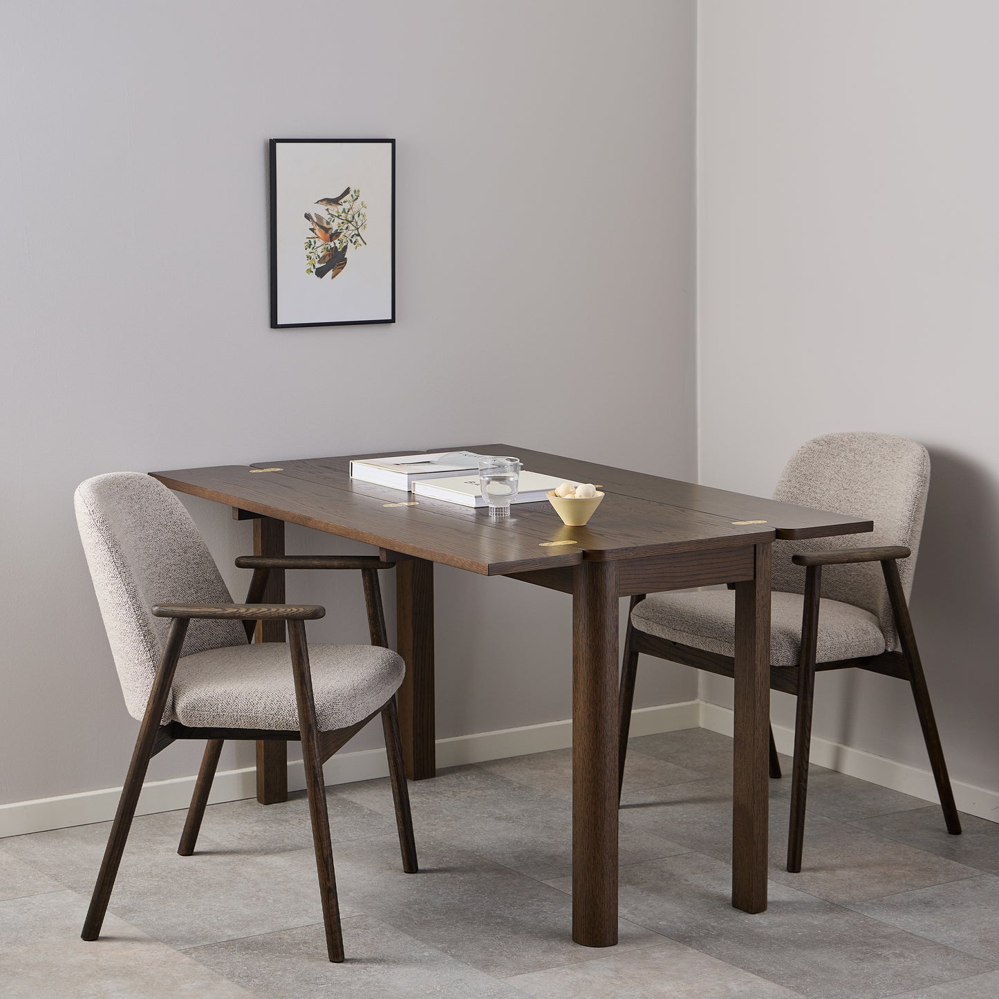 Leo Dining Chairs With Armrest in Monza Fabric Beige Set of 2