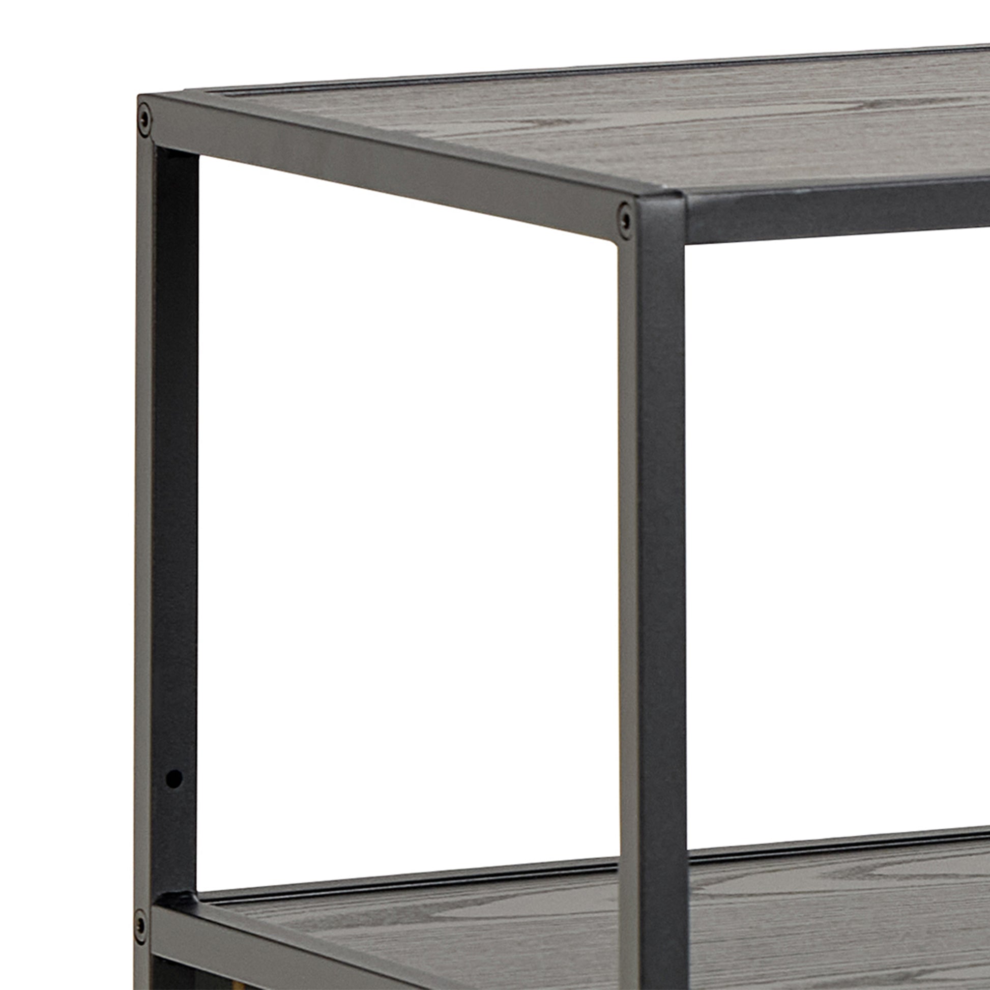 Seaford Wide Ash Black Metal Bookcase With 4 Black Ash Shelves